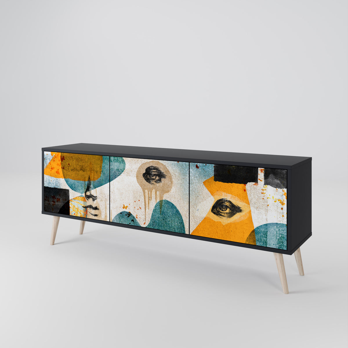 ABSTRACT FACES Mueble de TV de 3 Puertas