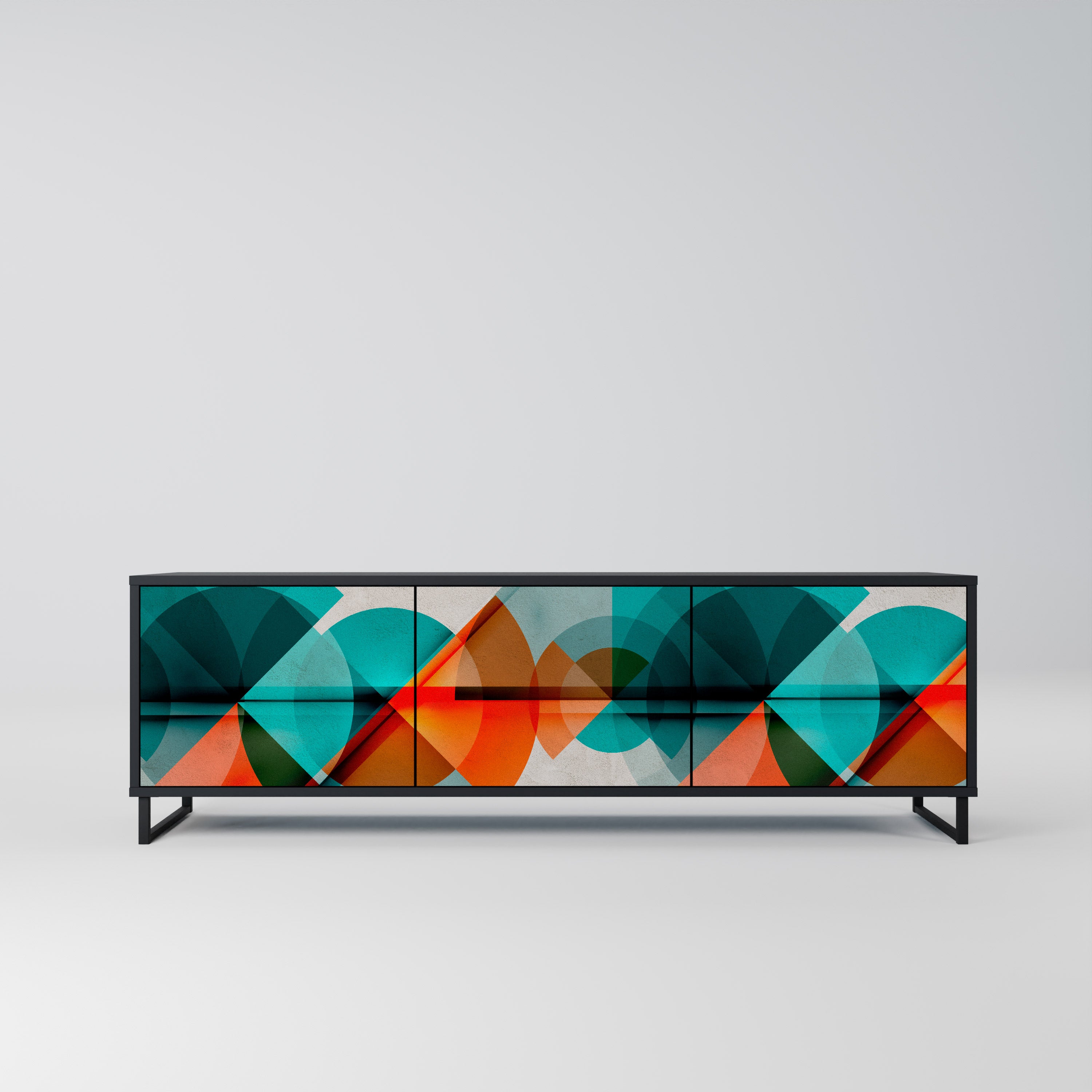 Mueble de TV CIRCULAR RHAPSODY de 3 puertas con acabado negro