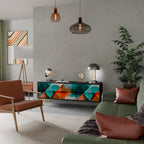 CIRCULAR RHAPSODY 3-Door TV Stand in Black Finish