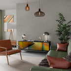 PIERCING SHARPNESS 3-Door TV Stand in Black Finish