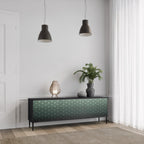 ORNAMENTAL GLIMMER 3-Door TV Stand in Black Finish