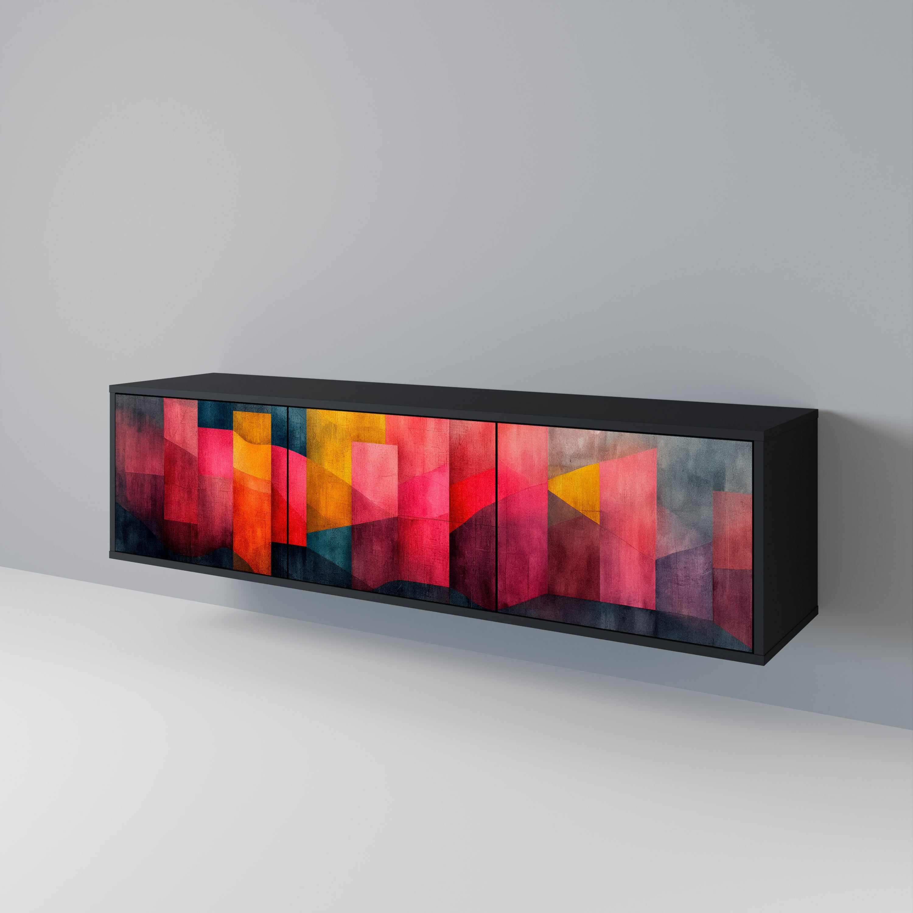 Mueble para TV de 3 puertas COLORFUL SOUNDS con acabado negro