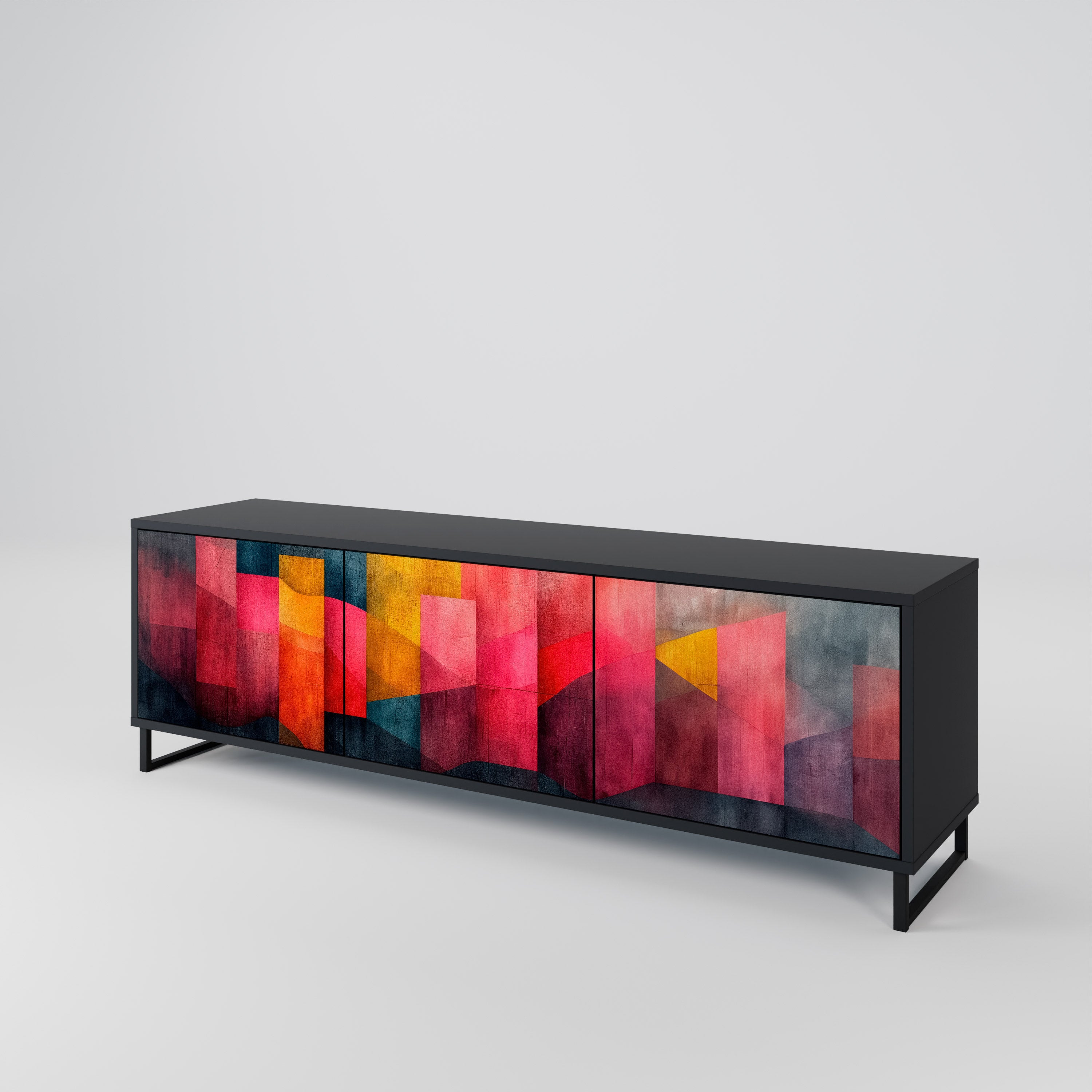 Mueble para TV de 3 puertas COLORFUL SOUNDS con acabado negro