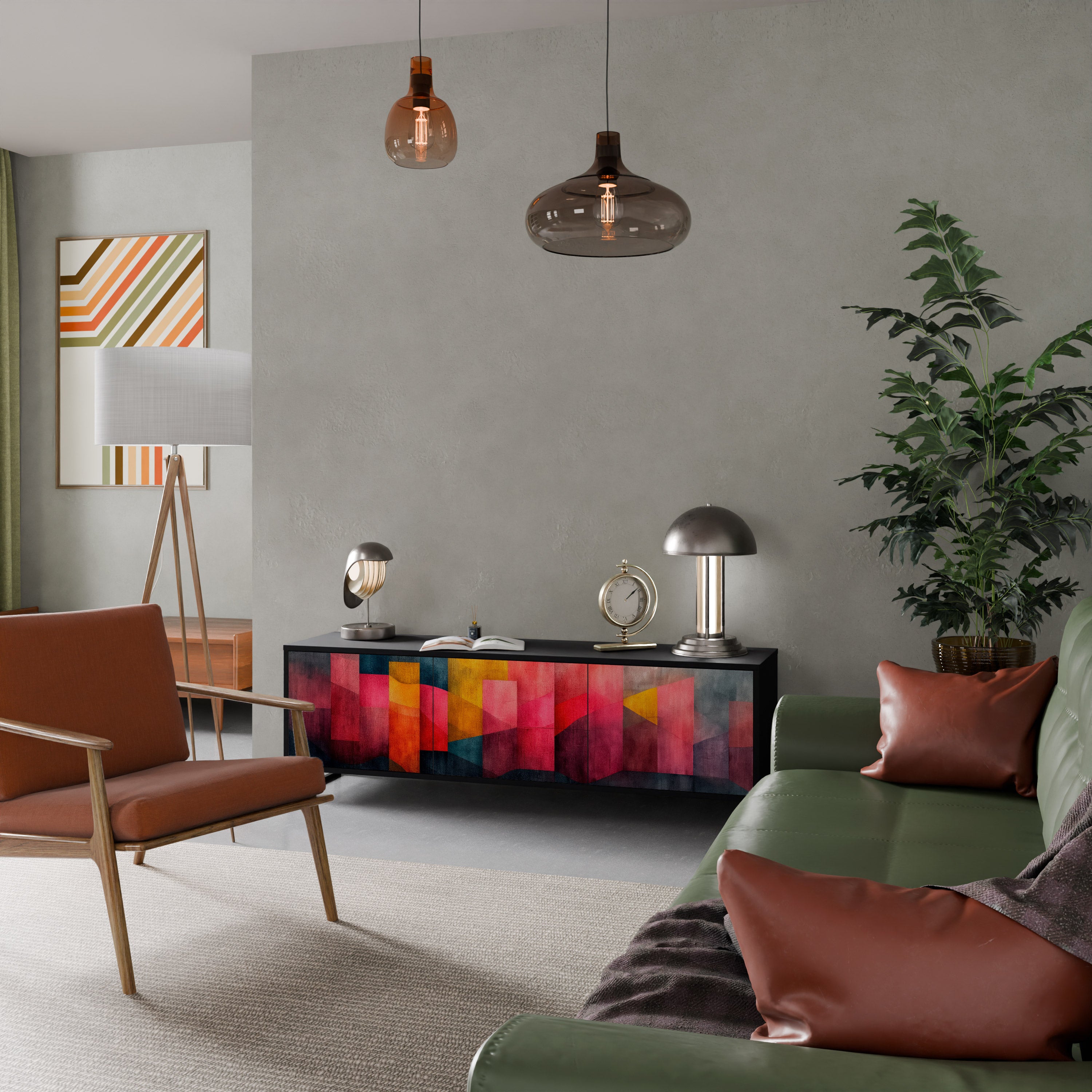 Mueble para TV de 3 puertas COLORFUL SOUNDS con acabado negro