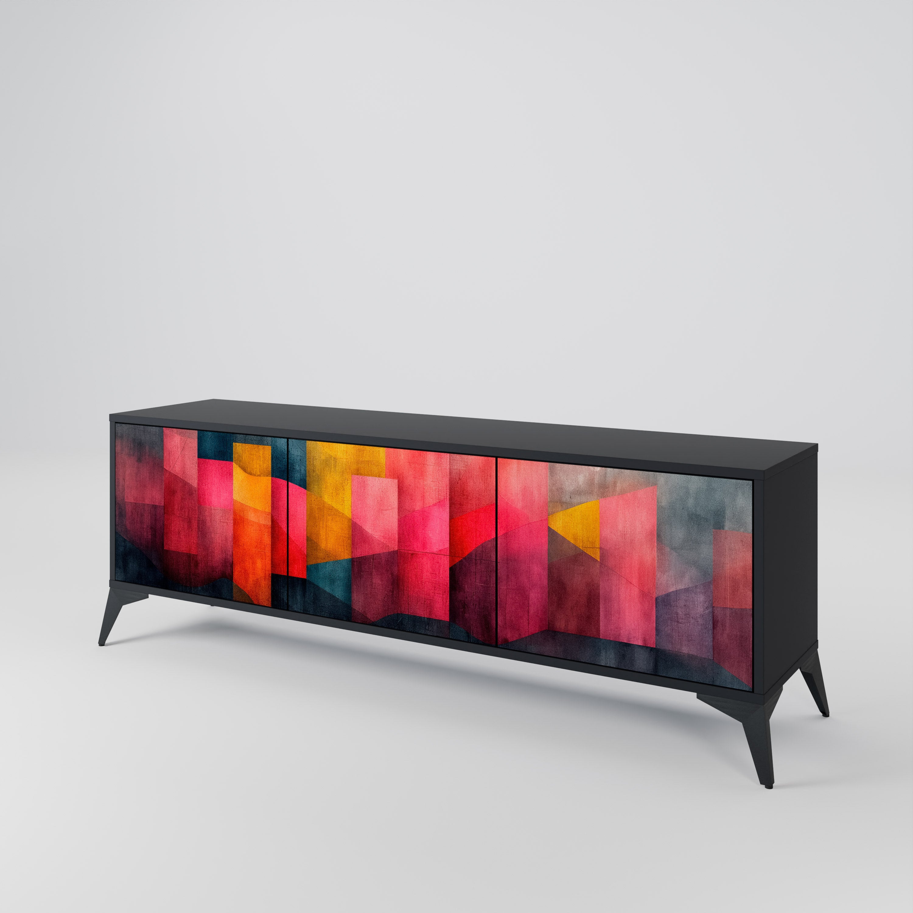Mueble para TV de 3 puertas COLORFUL SOUNDS con acabado negro
