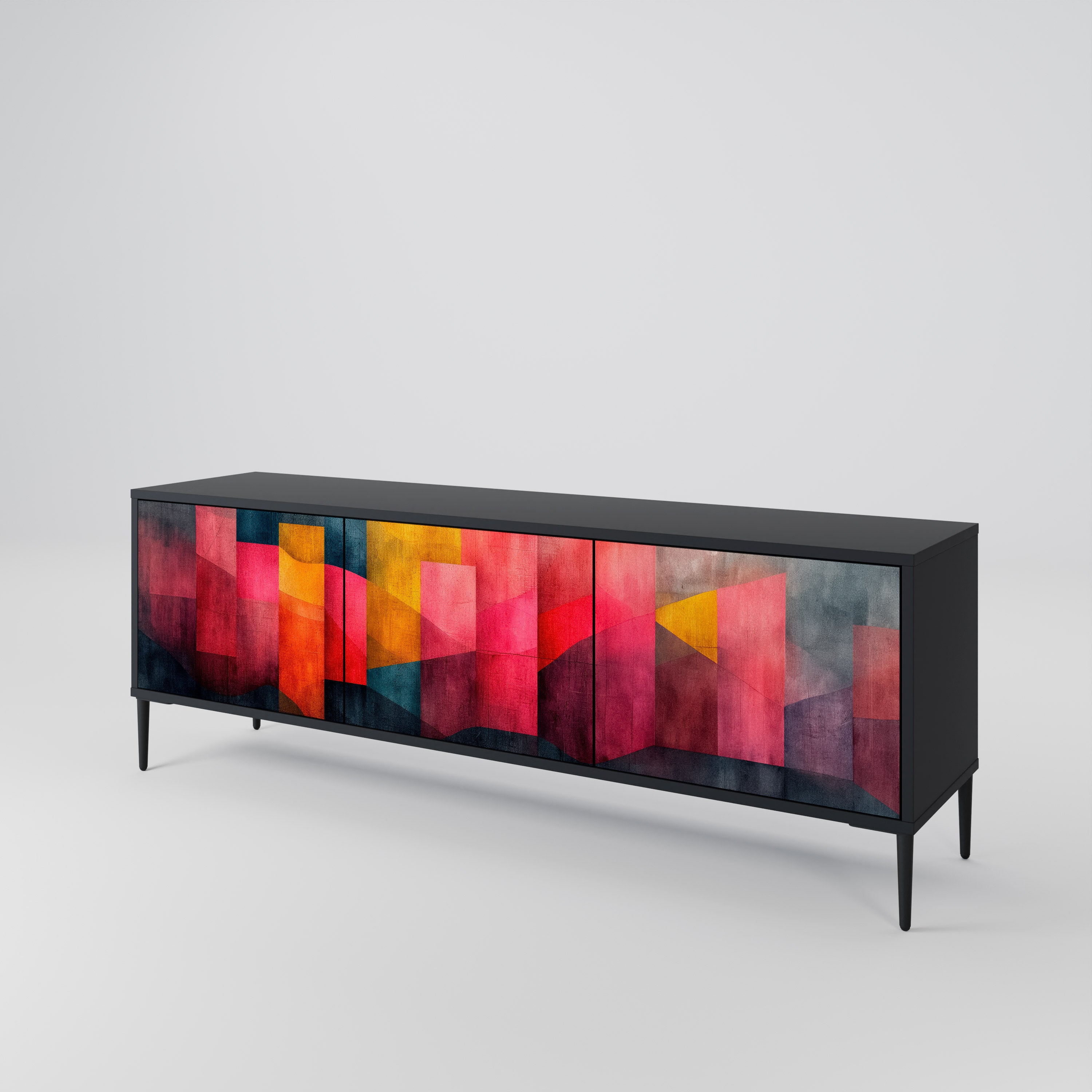 Mueble para TV de 3 puertas COLORFUL SOUNDS con acabado negro