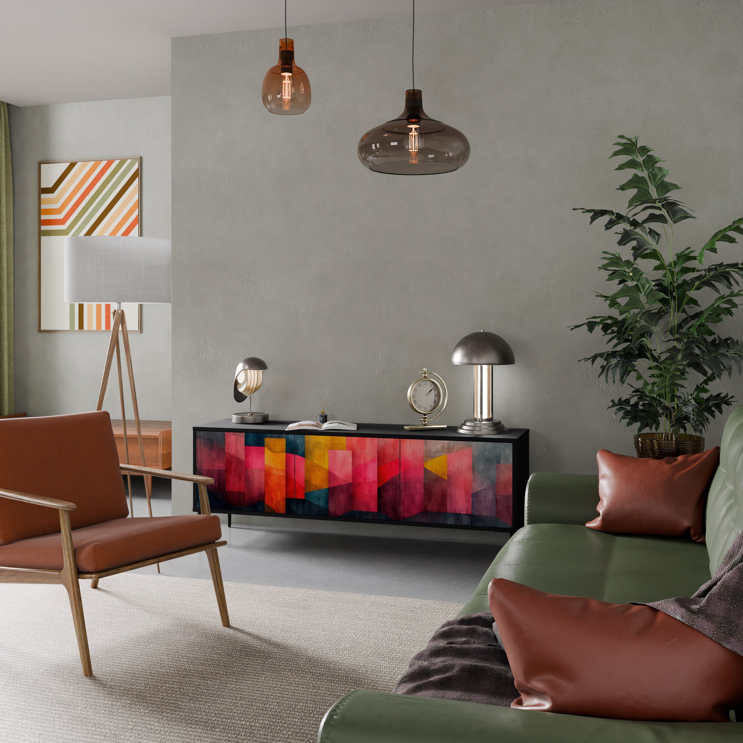 Mueble para TV de 3 puertas COLORFUL SOUNDS con acabado negro