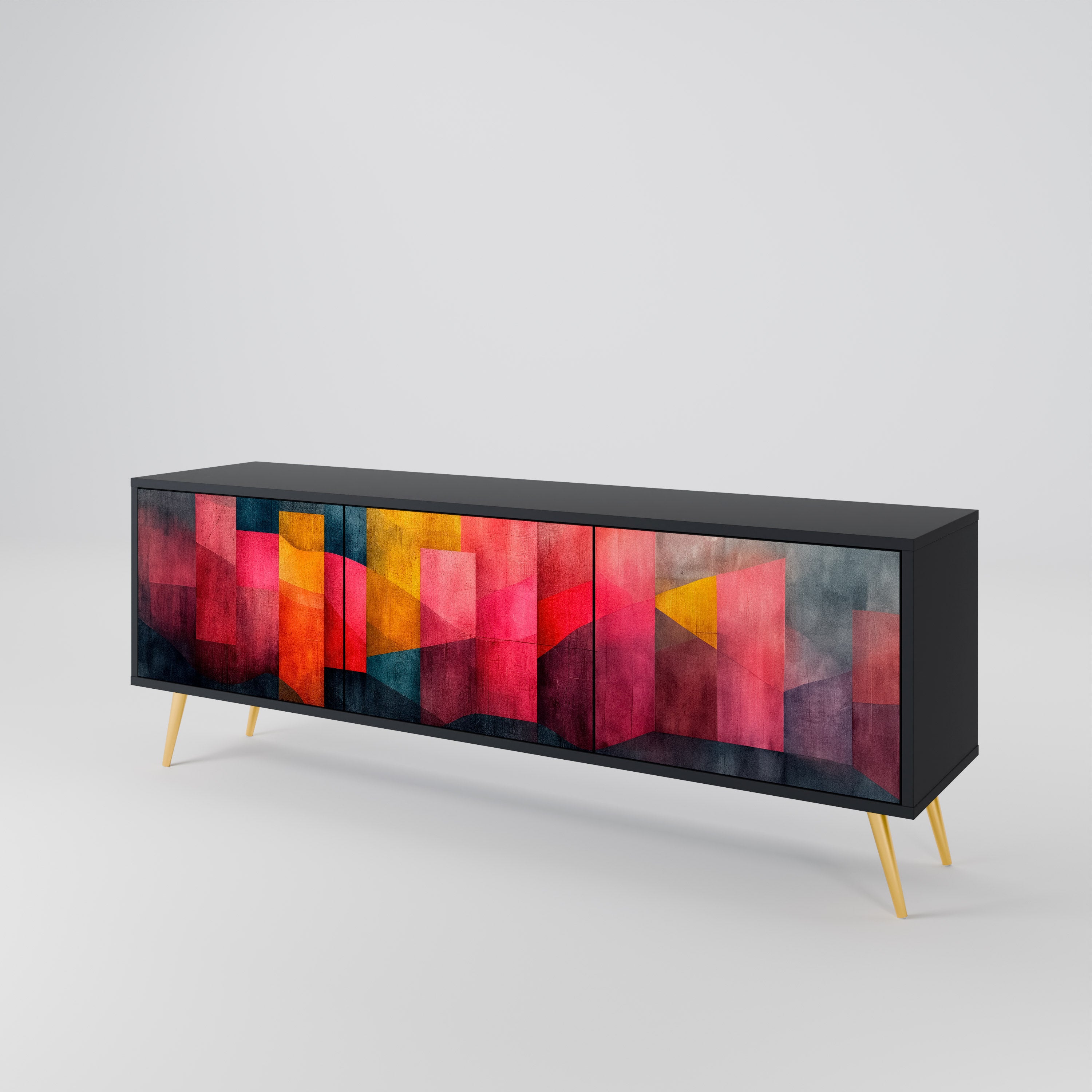 Mueble para TV de 3 puertas COLORFUL SOUNDS con acabado negro