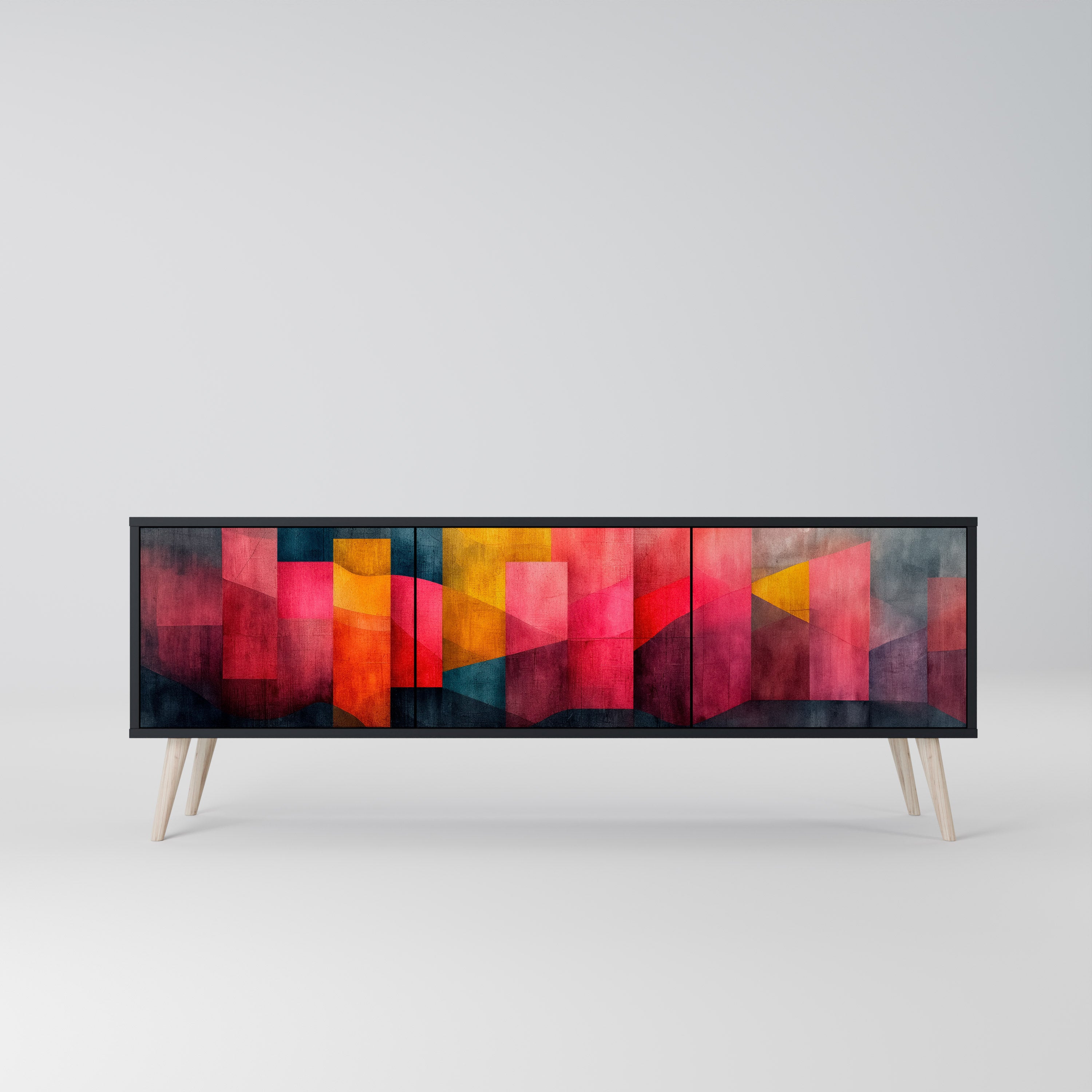 Mueble para TV de 3 puertas COLORFUL SOUNDS con acabado negro