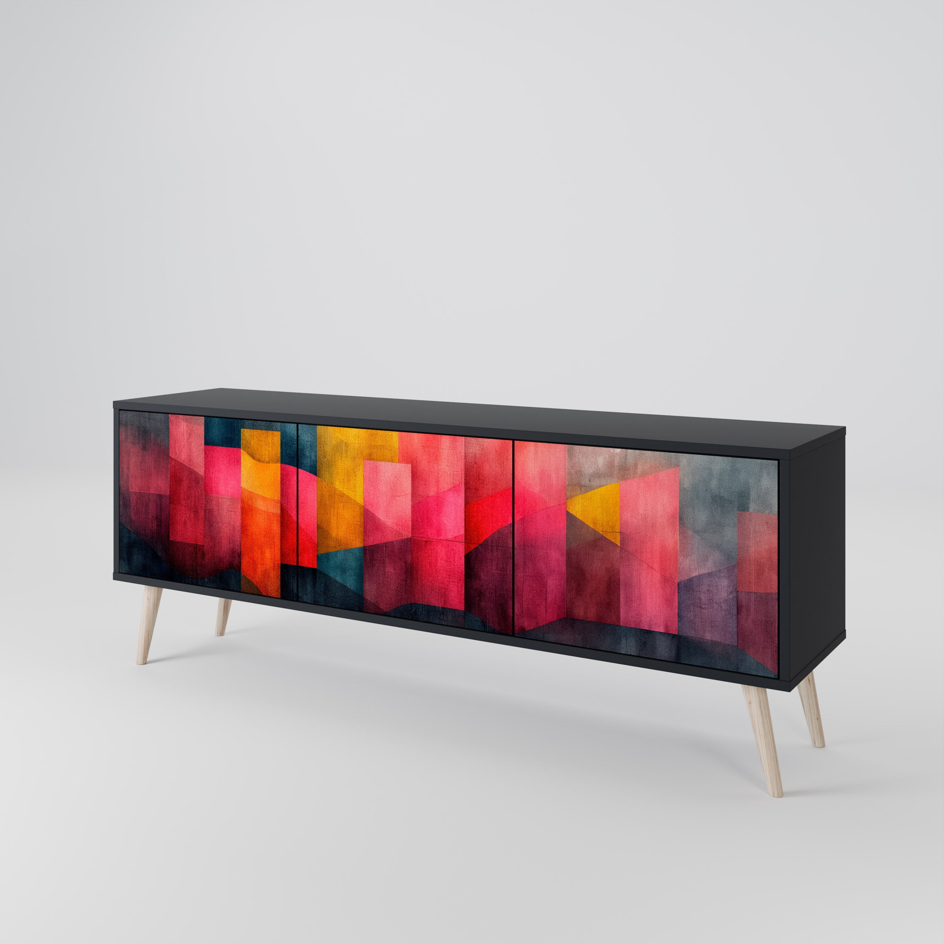 Mueble para TV de 3 puertas COLORFUL SOUNDS con acabado negro