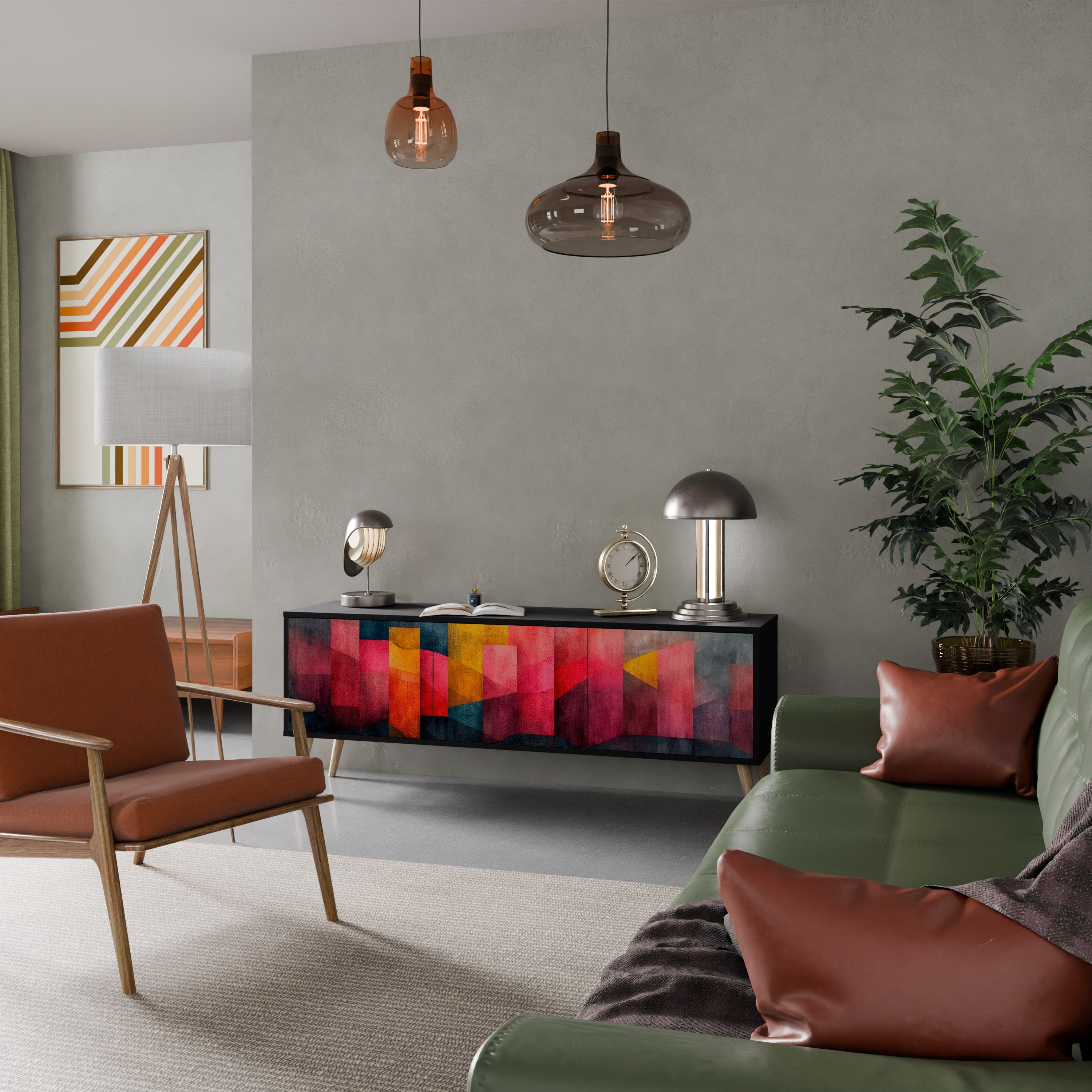 Mueble para TV de 3 puertas COLORFUL SOUNDS con acabado negro