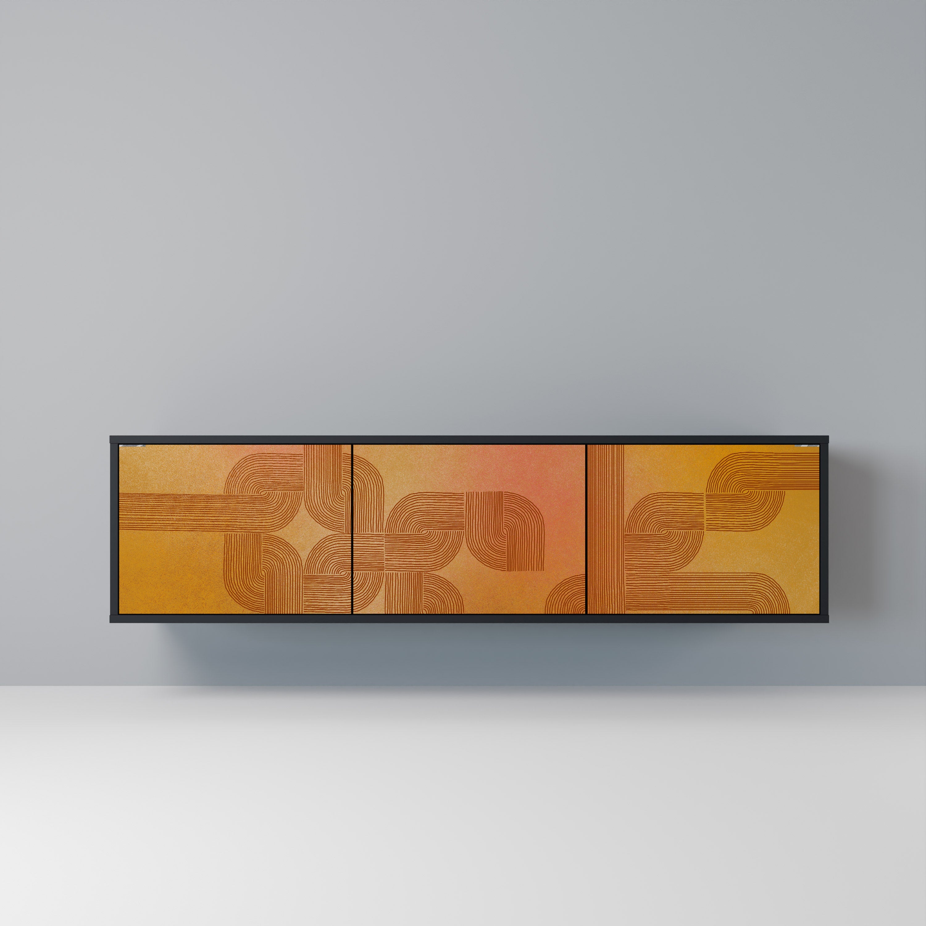 FORTALECIENDO LA RELACIÓN Mueble de TV de 3 puertas en acabado negro
