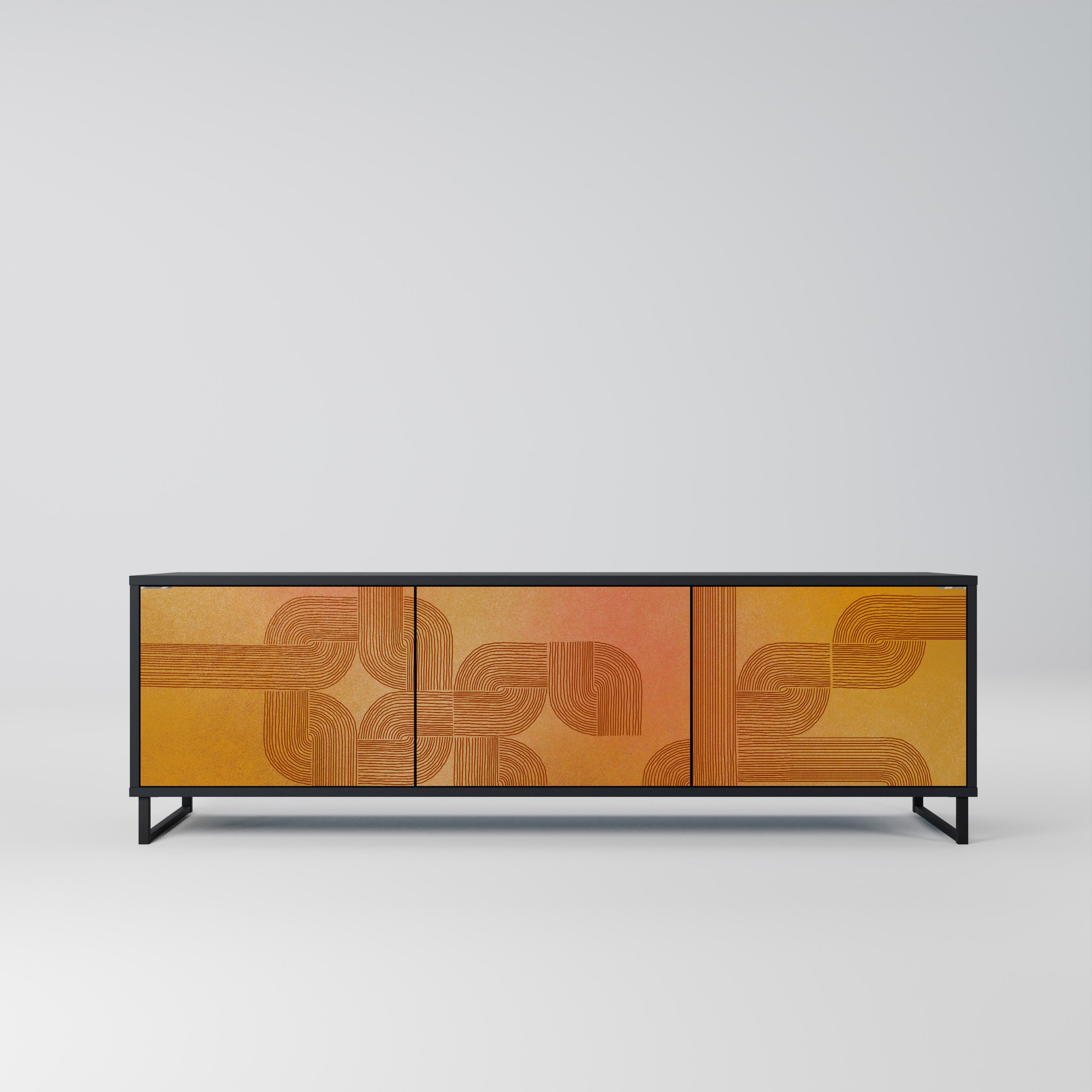 FORTALECIENDO LA RELACIÓN Mueble de TV de 3 puertas en acabado negro