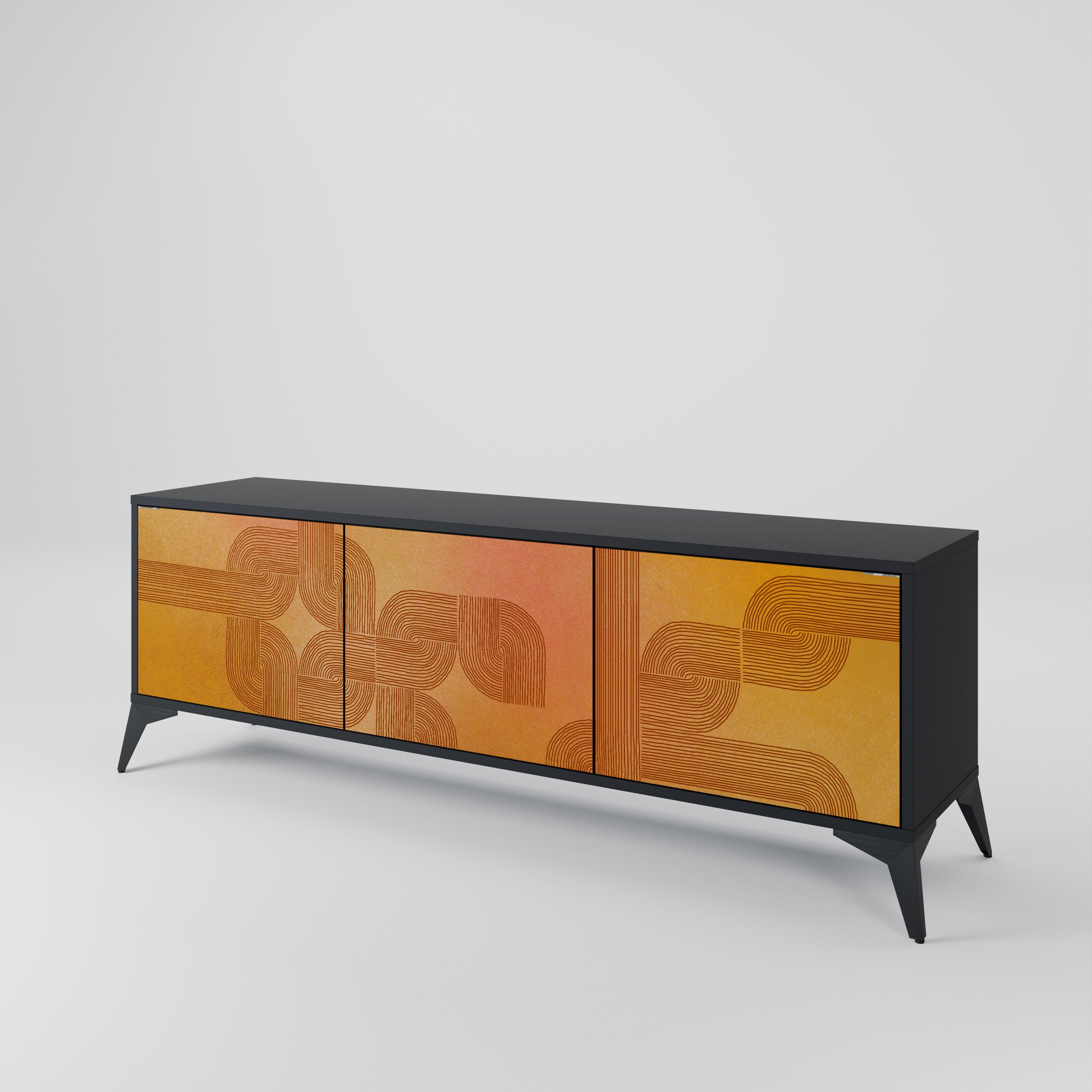 FORTALECIENDO LA RELACIÓN Mueble de TV de 3 puertas en acabado negro