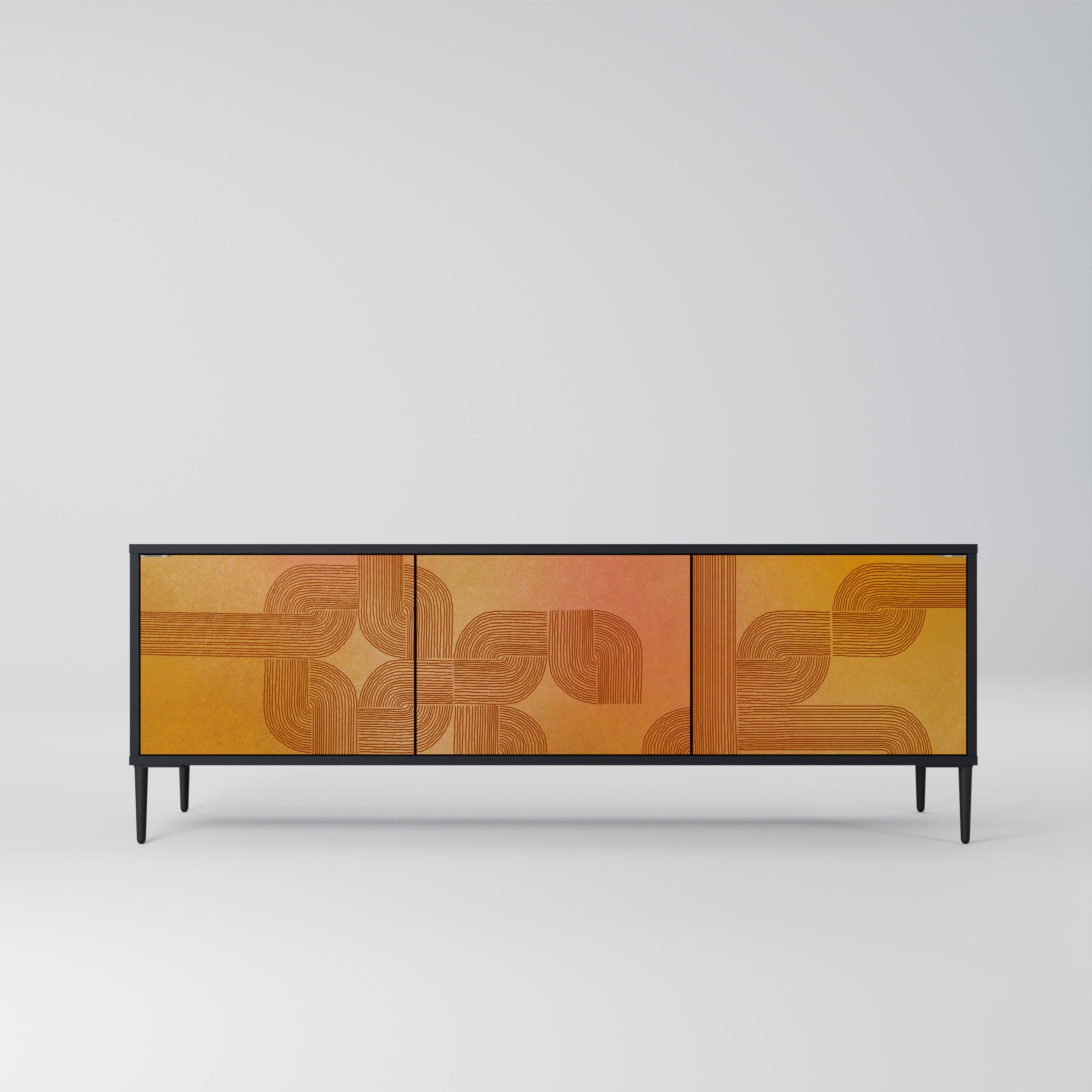 FORTALECIENDO LA RELACIÓN Mueble de TV de 3 puertas en acabado negro