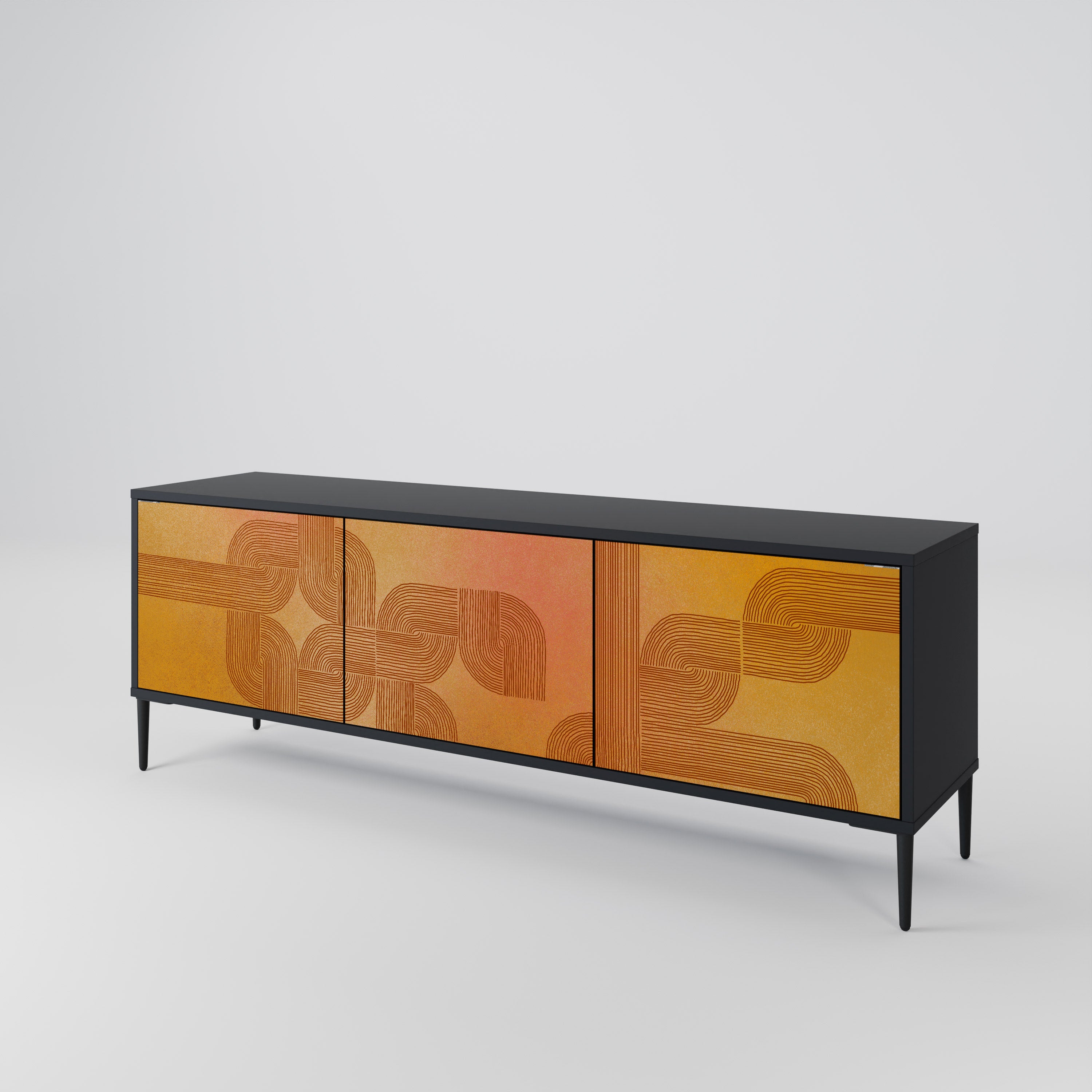 FORTALECIENDO LA RELACIÓN Mueble de TV de 3 puertas en acabado negro