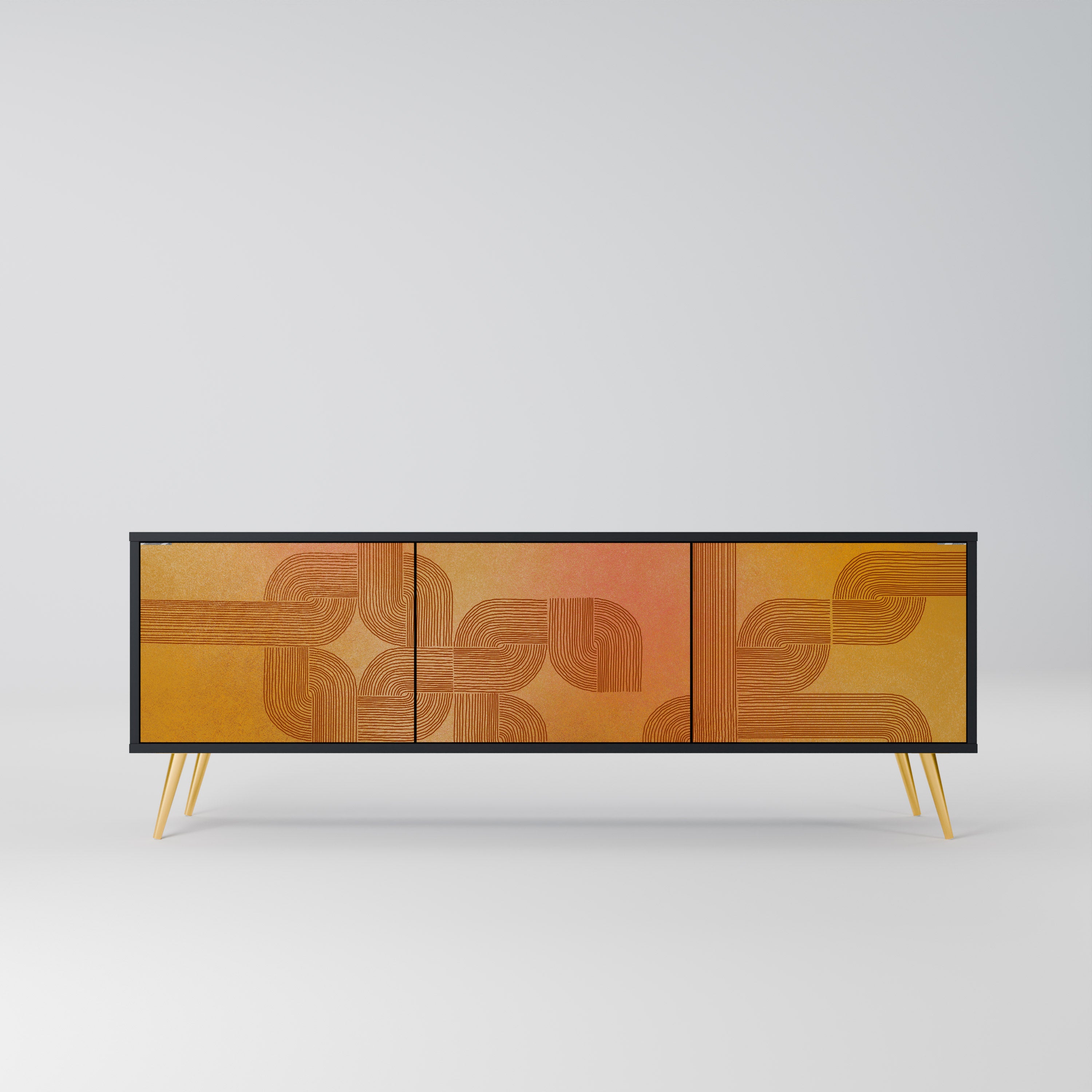 FORTALECIENDO LA RELACIÓN Mueble de TV de 3 puertas en acabado negro