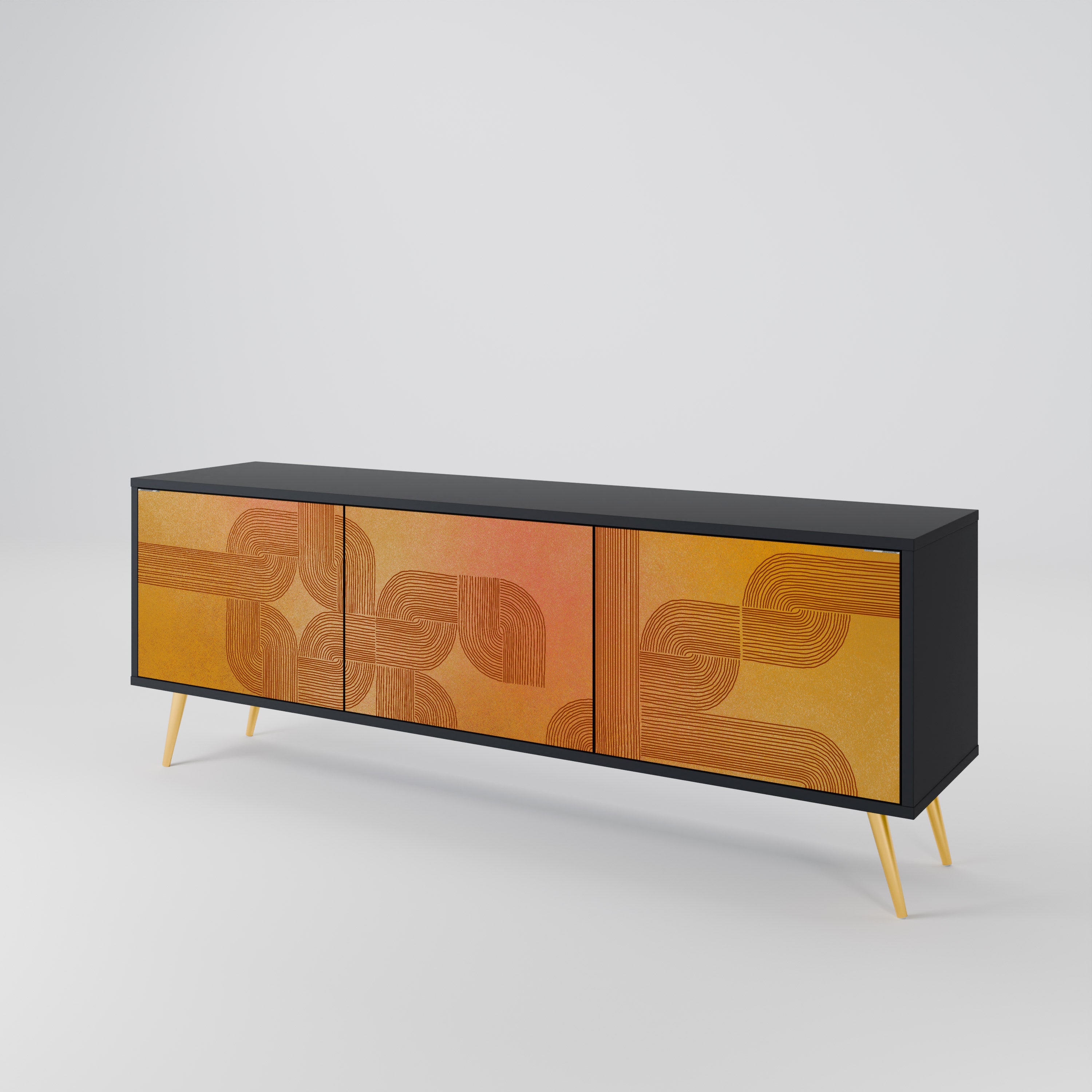FORTALECIENDO LA RELACIÓN Mueble de TV de 3 puertas en acabado negro