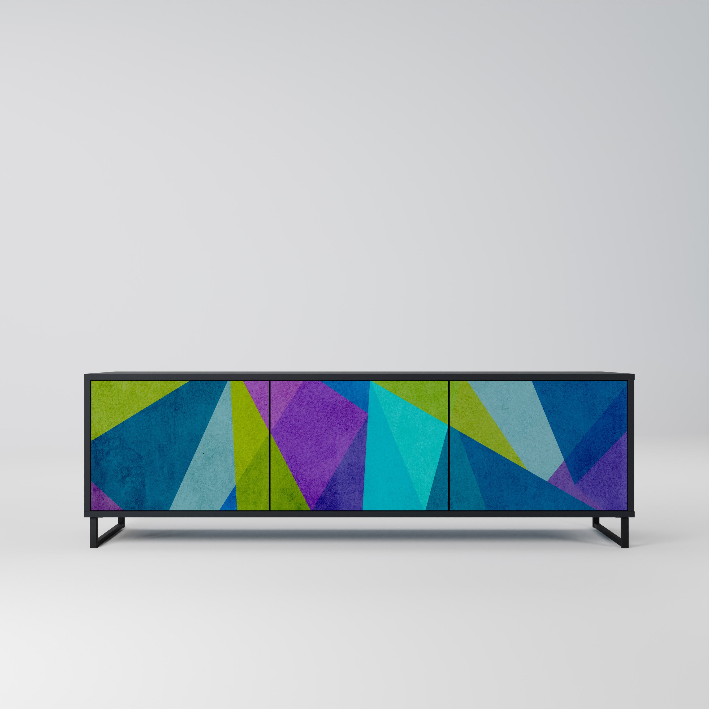 Mueble de TV COLD SHOWCASE de 3 puertas con acabado negro