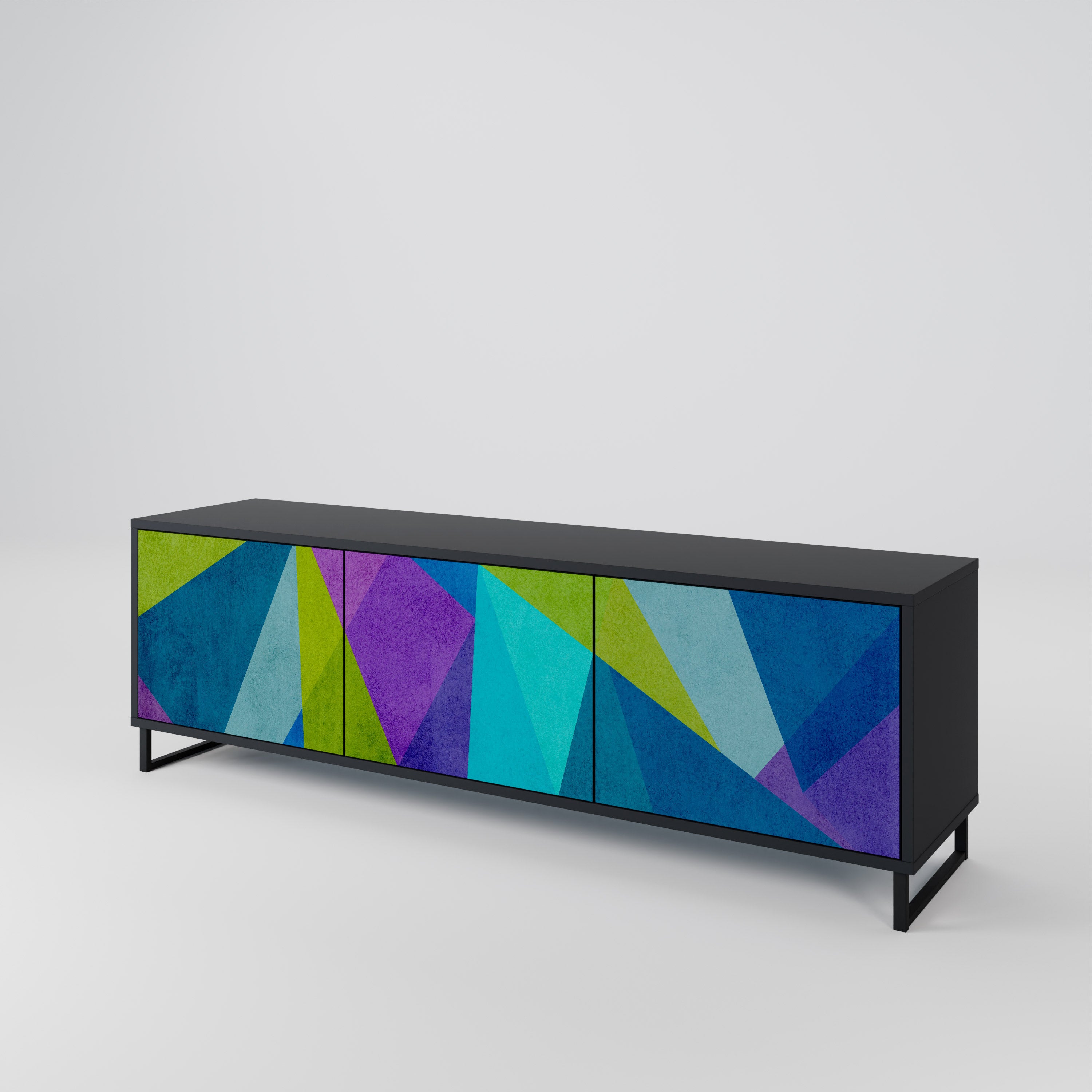 Mueble de TV COLD SHOWCASE de 3 puertas con acabado negro