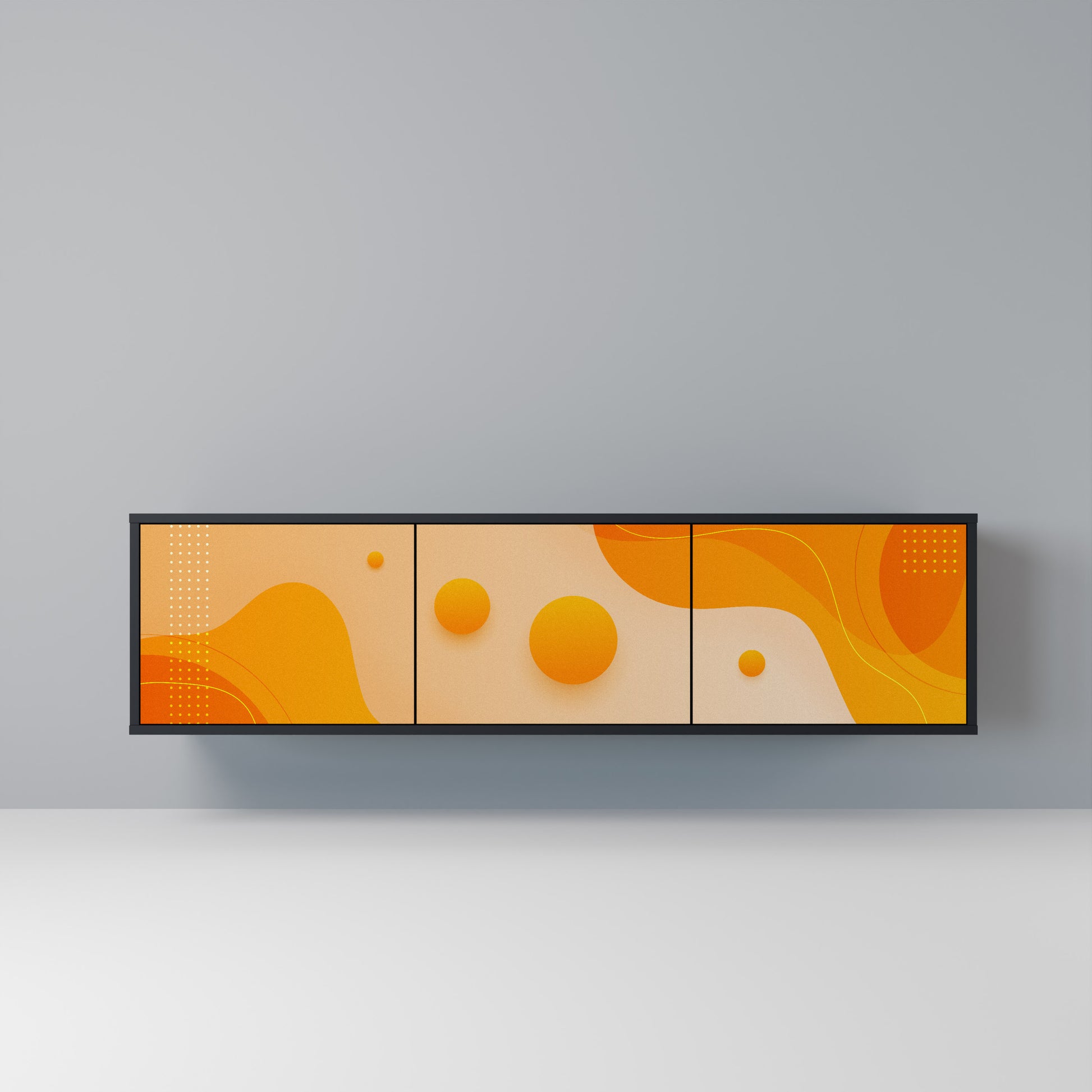 Mueble de TV de 3 puertas ORANGE ARRANGEMENT en acabado negro