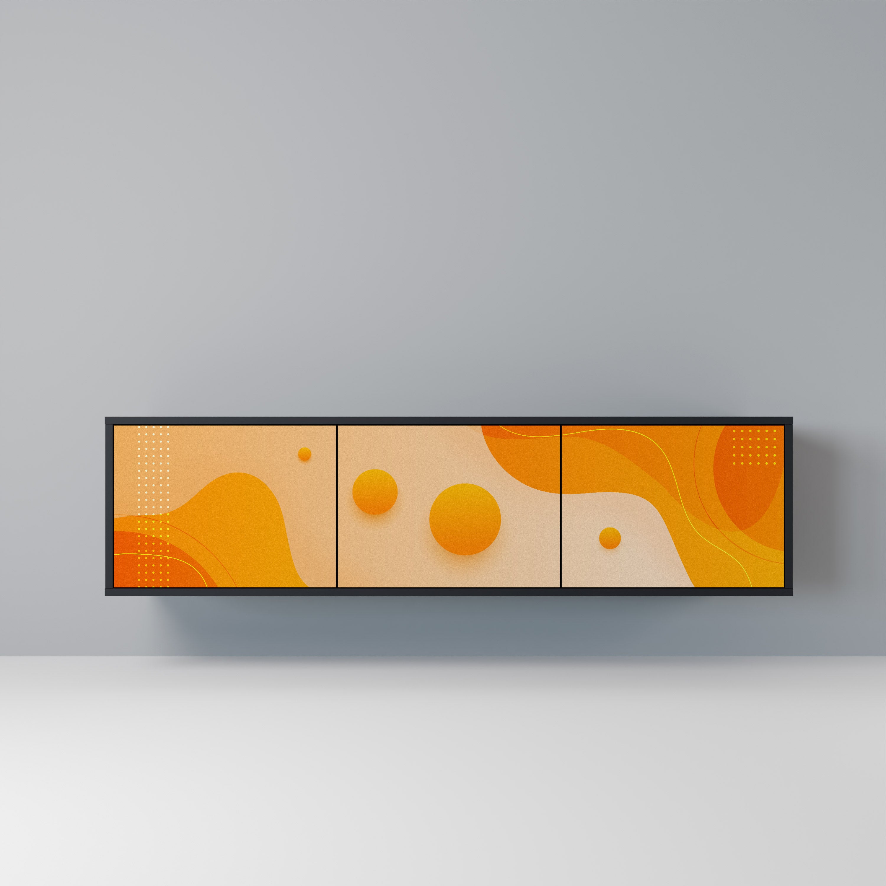 Mueble de TV de 3 puertas ORANGE ARRANGEMENT en acabado negro