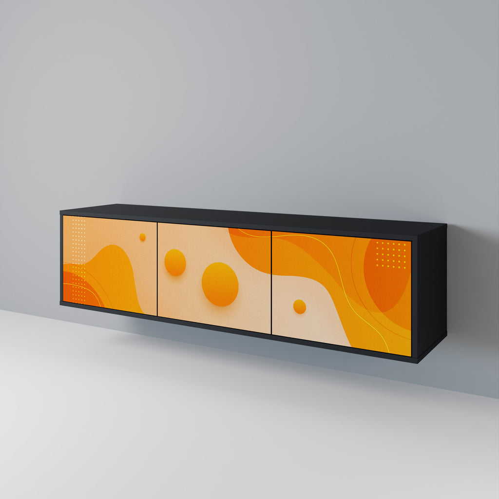 Mueble de TV de 3 puertas ORANGE ARRANGEMENT en acabado negro