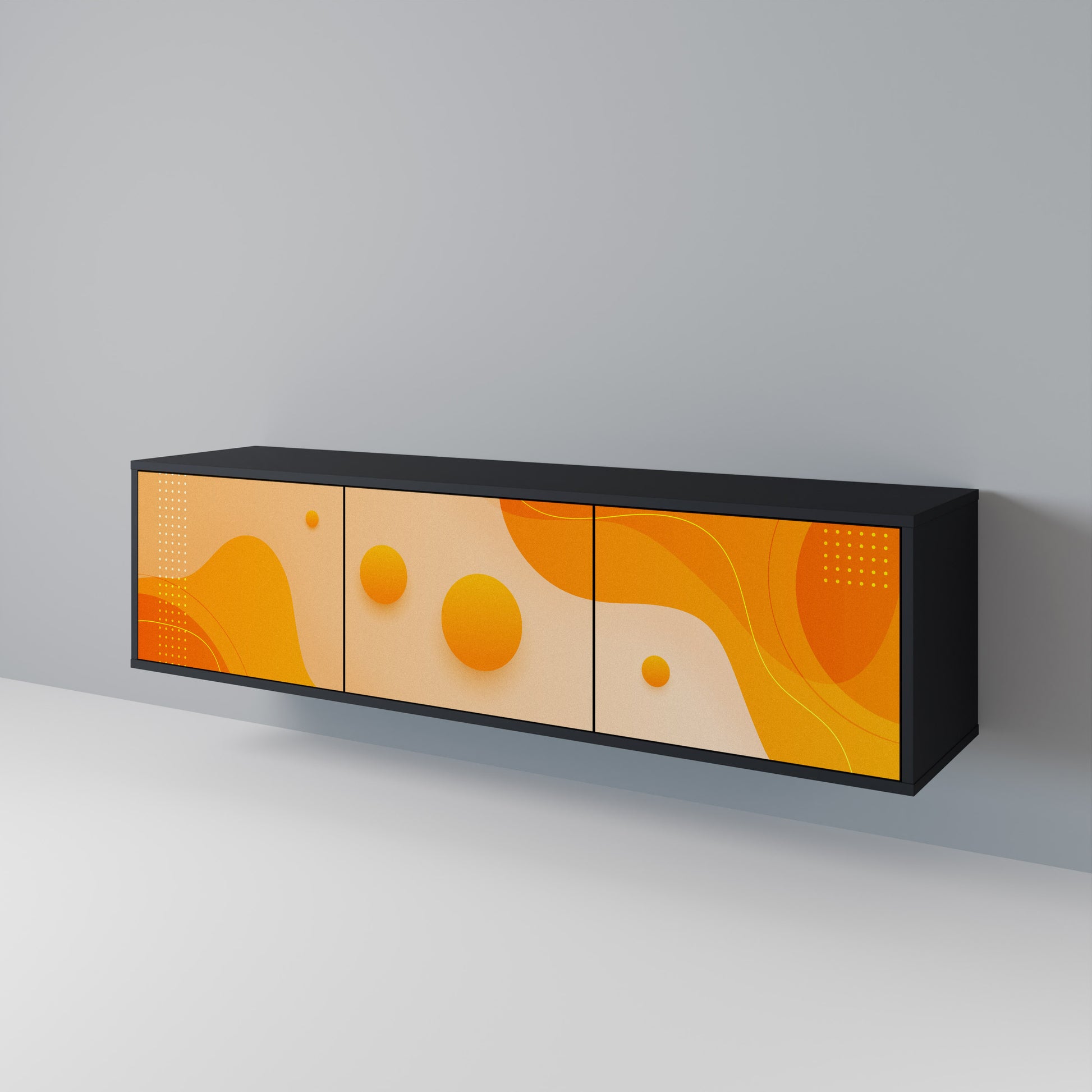 Mueble de TV de 3 puertas ORANGE ARRANGEMENT en acabado negro