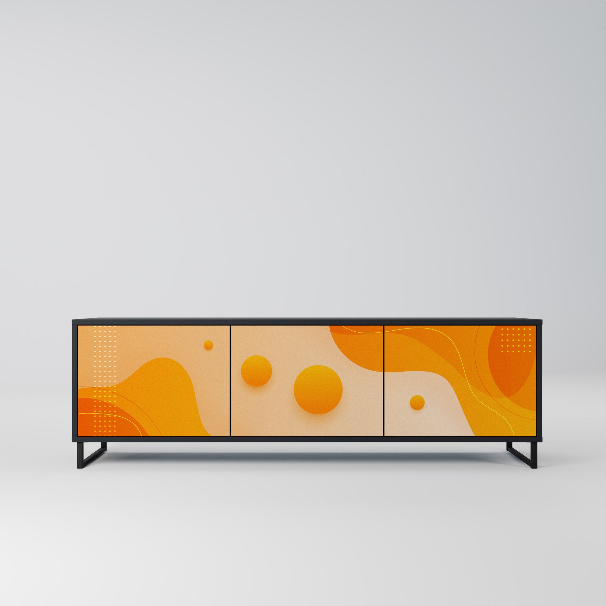 Mueble de TV de 3 puertas ORANGE ARRANGEMENT en acabado negro