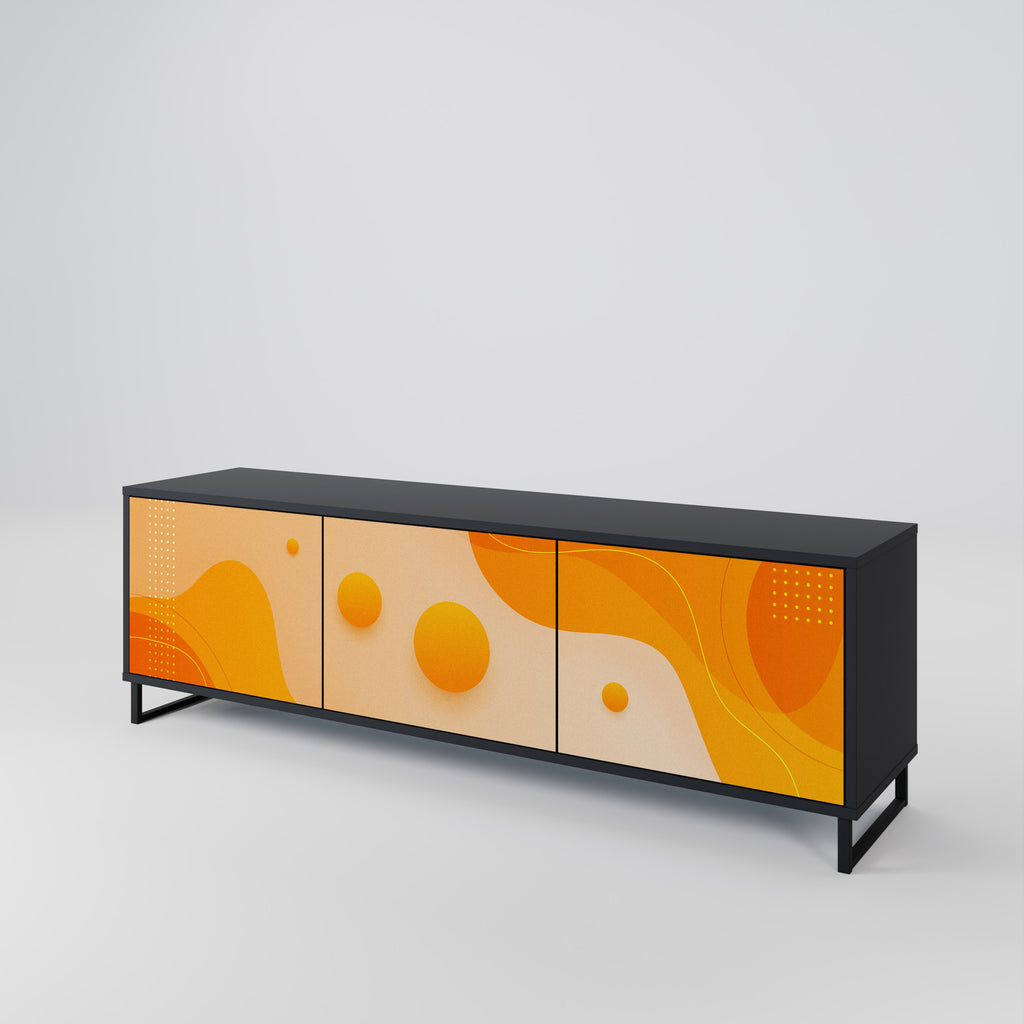 Mueble de TV de 3 puertas ORANGE ARRANGEMENT en acabado negro