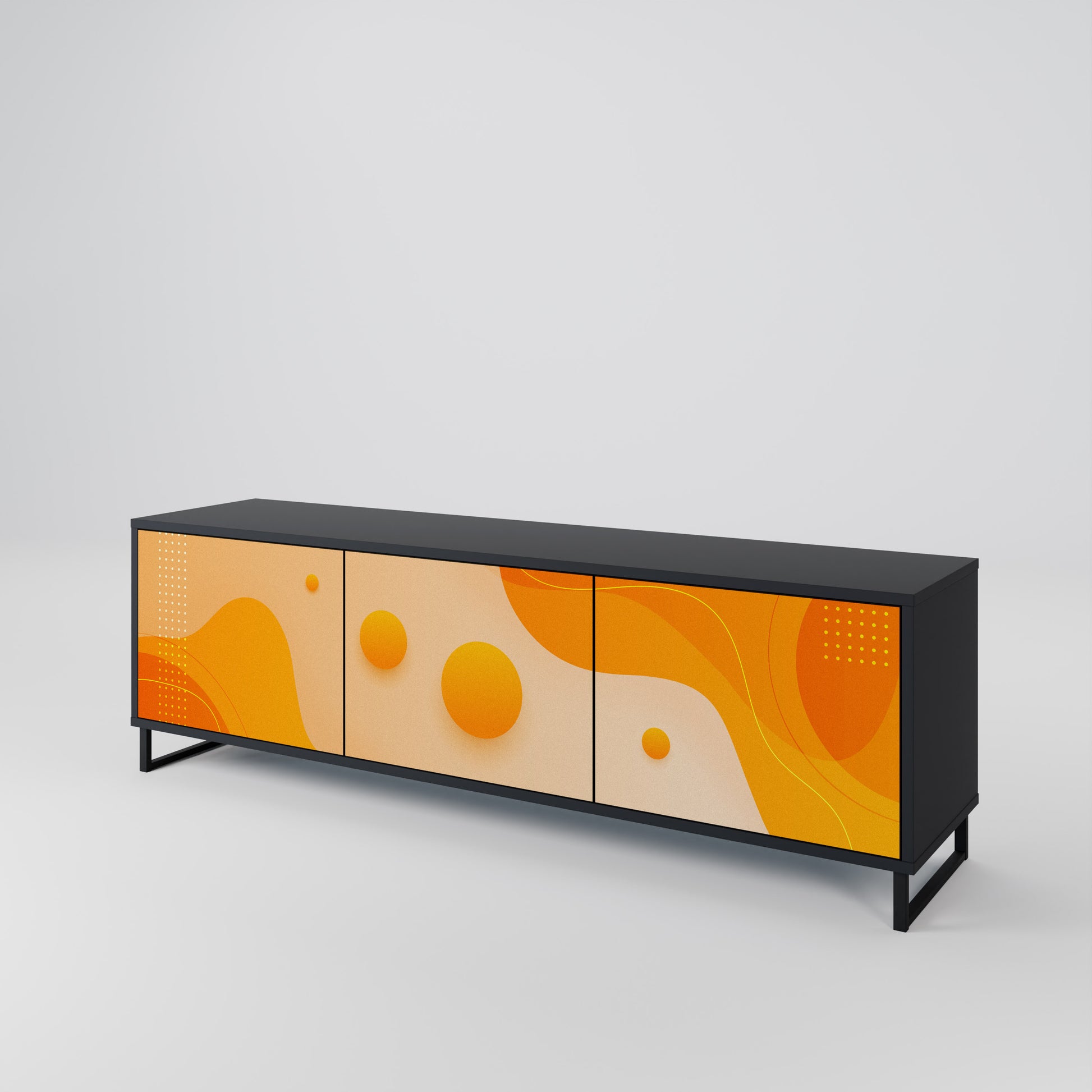 Mueble de TV de 3 puertas ORANGE ARRANGEMENT en acabado negro