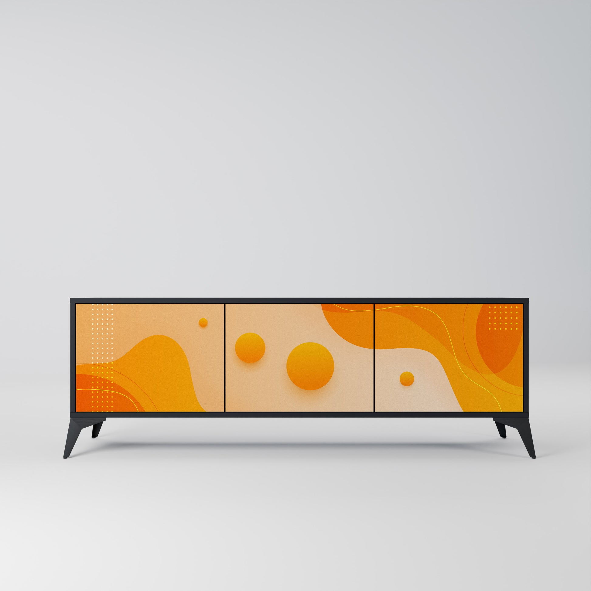 Mueble de TV de 3 puertas ORANGE ARRANGEMENT en acabado negro