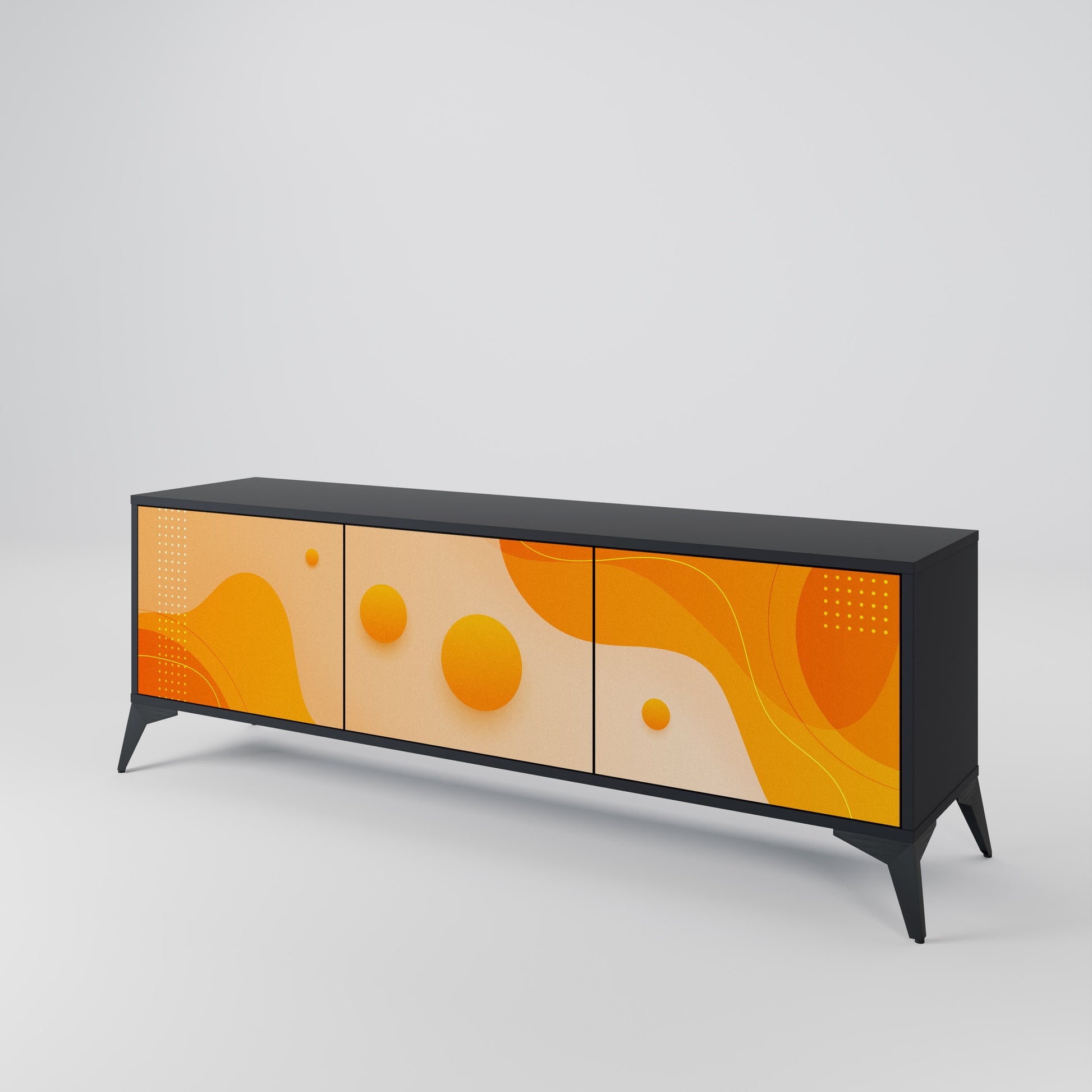 Mueble de TV de 3 puertas ORANGE ARRANGEMENT en acabado negro