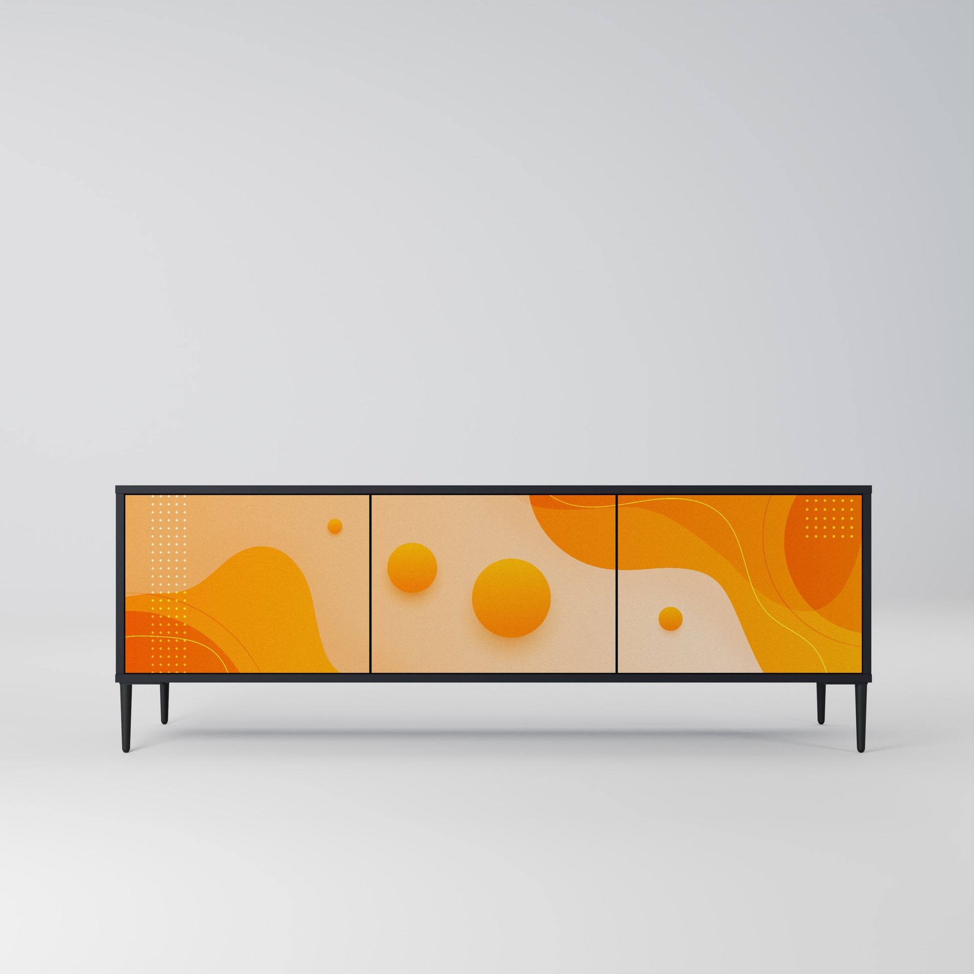 Mueble de TV de 3 puertas ORANGE ARRANGEMENT en acabado negro