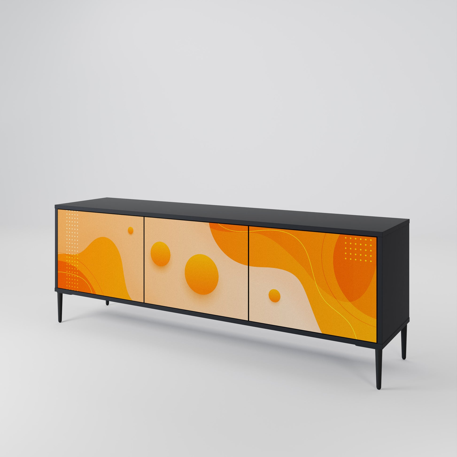 Mueble de TV de 3 puertas ORANGE ARRANGEMENT en acabado negro