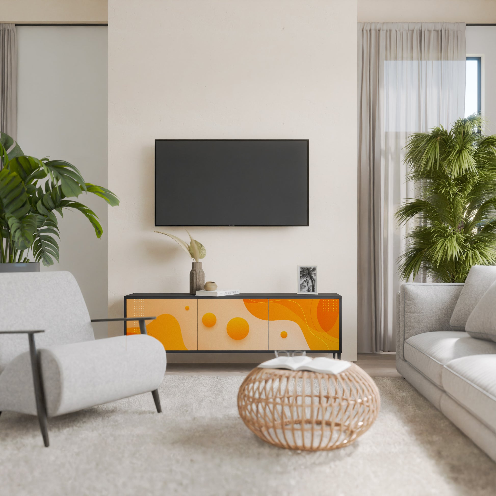 Mueble de TV de 3 puertas ORANGE ARRANGEMENT en acabado negro