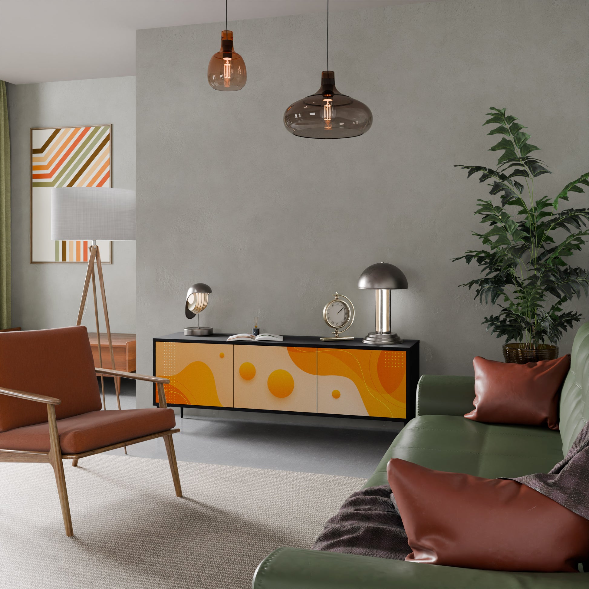 Mueble de TV de 3 puertas ORANGE ARRANGEMENT en acabado negro