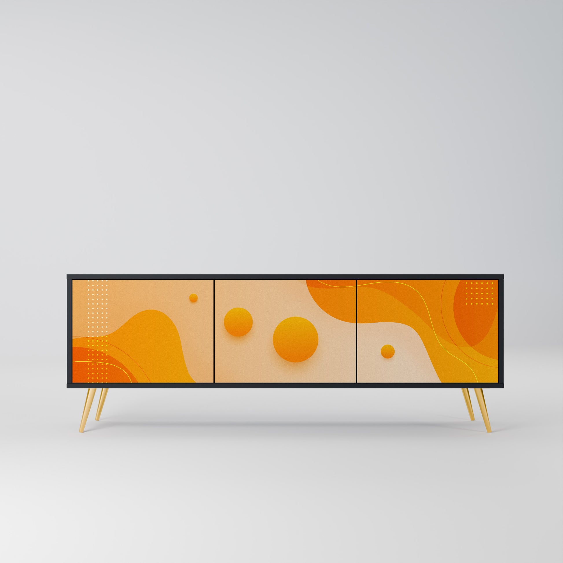 Mueble de TV de 3 puertas ORANGE ARRANGEMENT en acabado negro