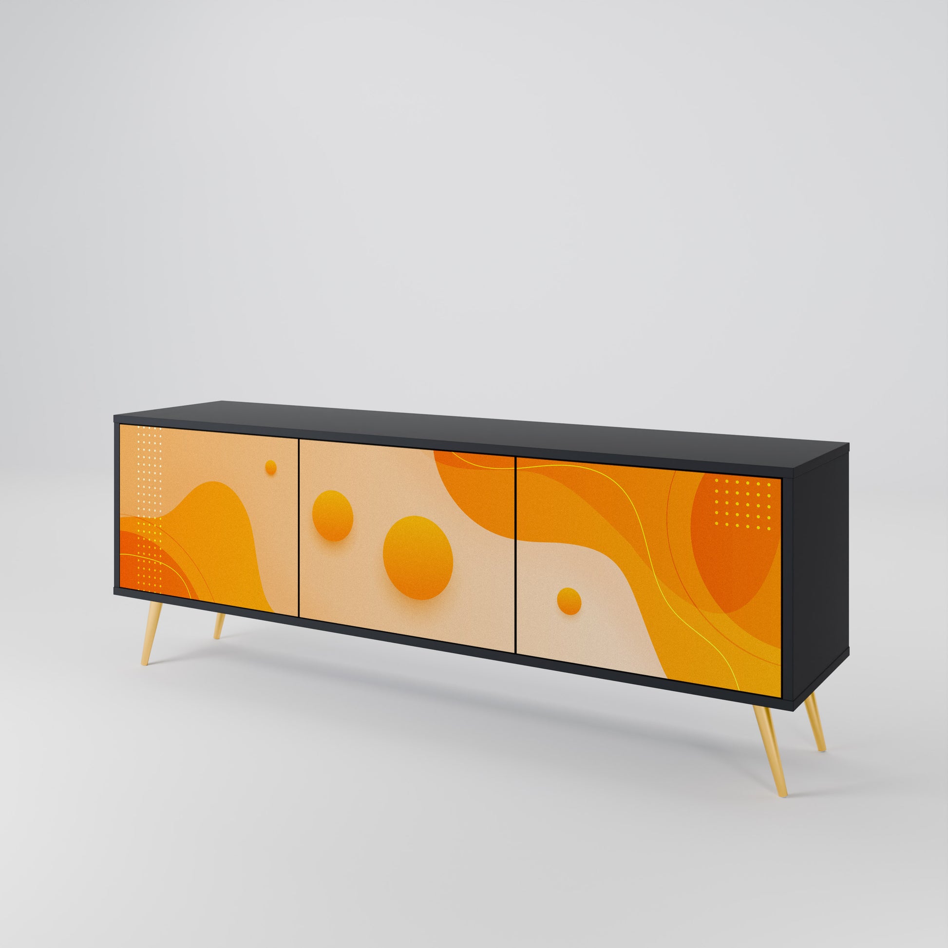 Mueble de TV de 3 puertas ORANGE ARRANGEMENT en acabado negro