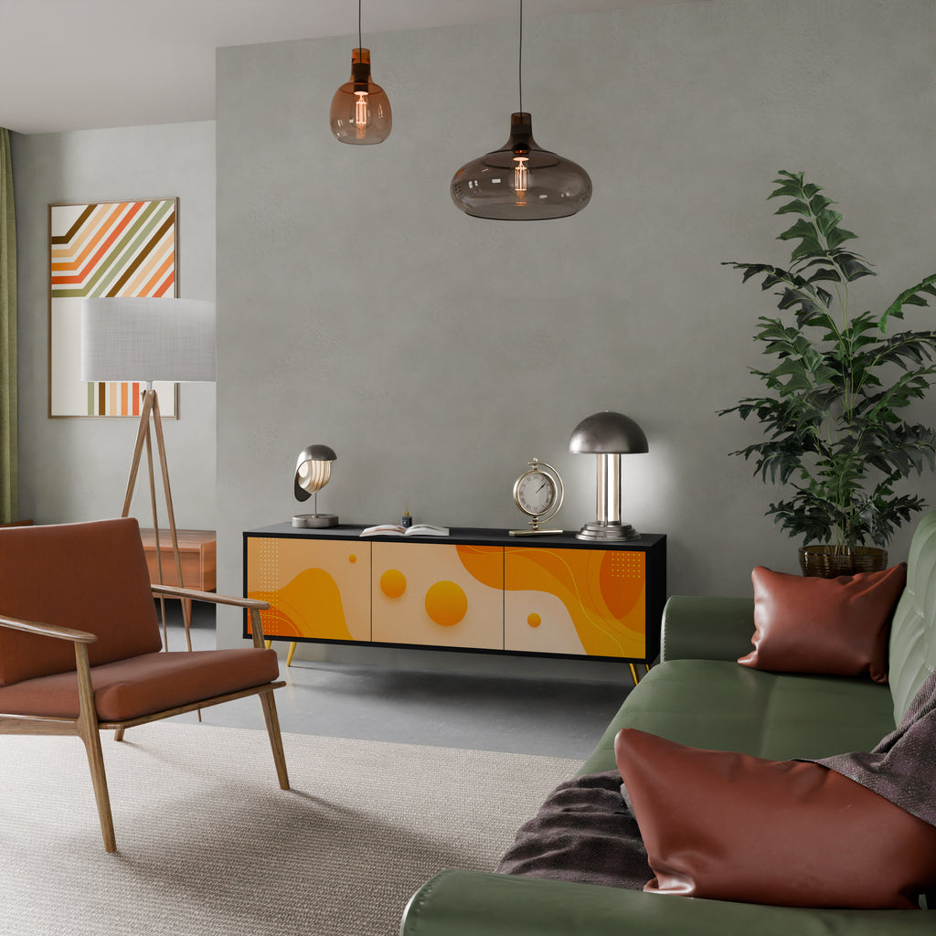Mueble de TV de 3 puertas ORANGE ARRANGEMENT en acabado negro
