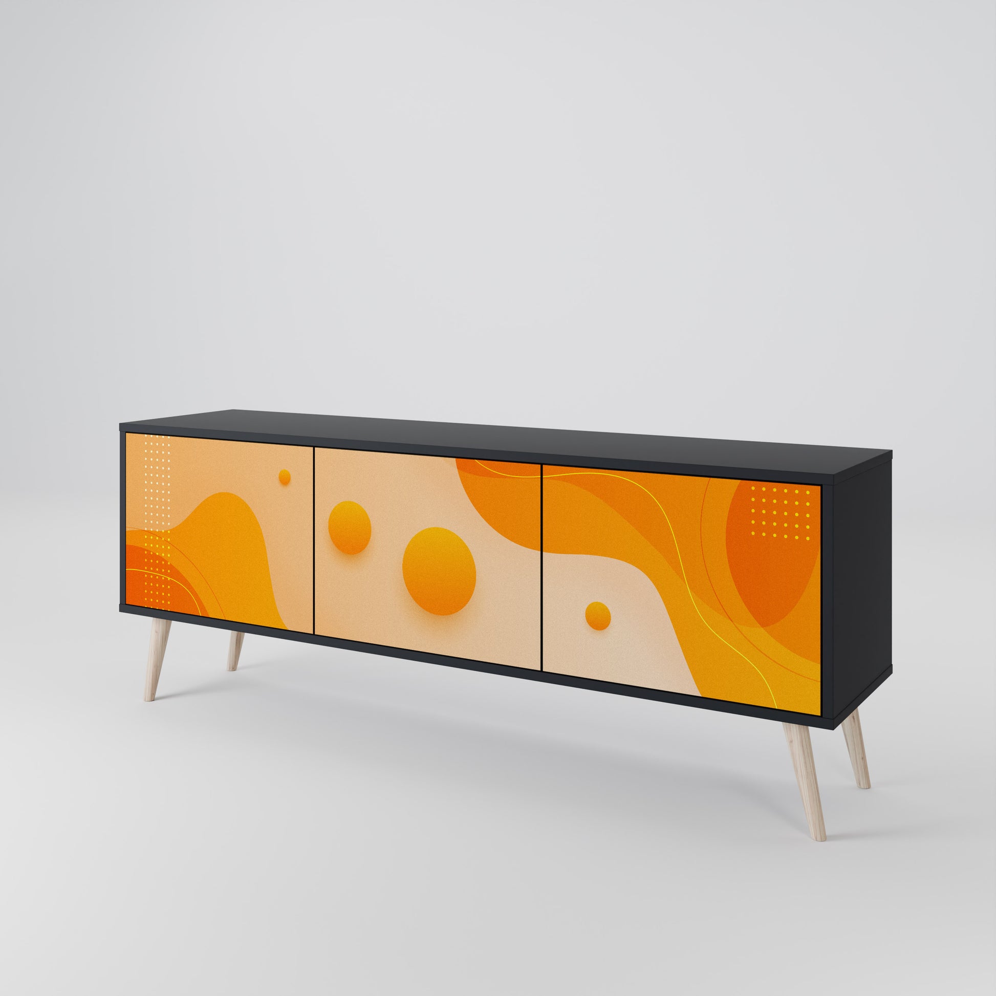 Mueble de TV de 3 puertas ORANGE ARRANGEMENT en acabado negro