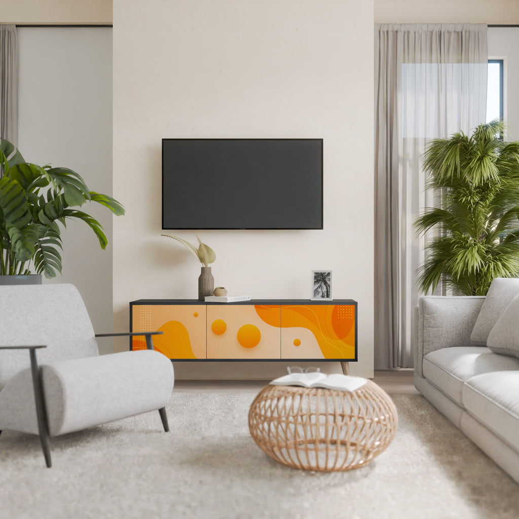 Mueble de TV de 3 puertas ORANGE ARRANGEMENT en acabado negro
