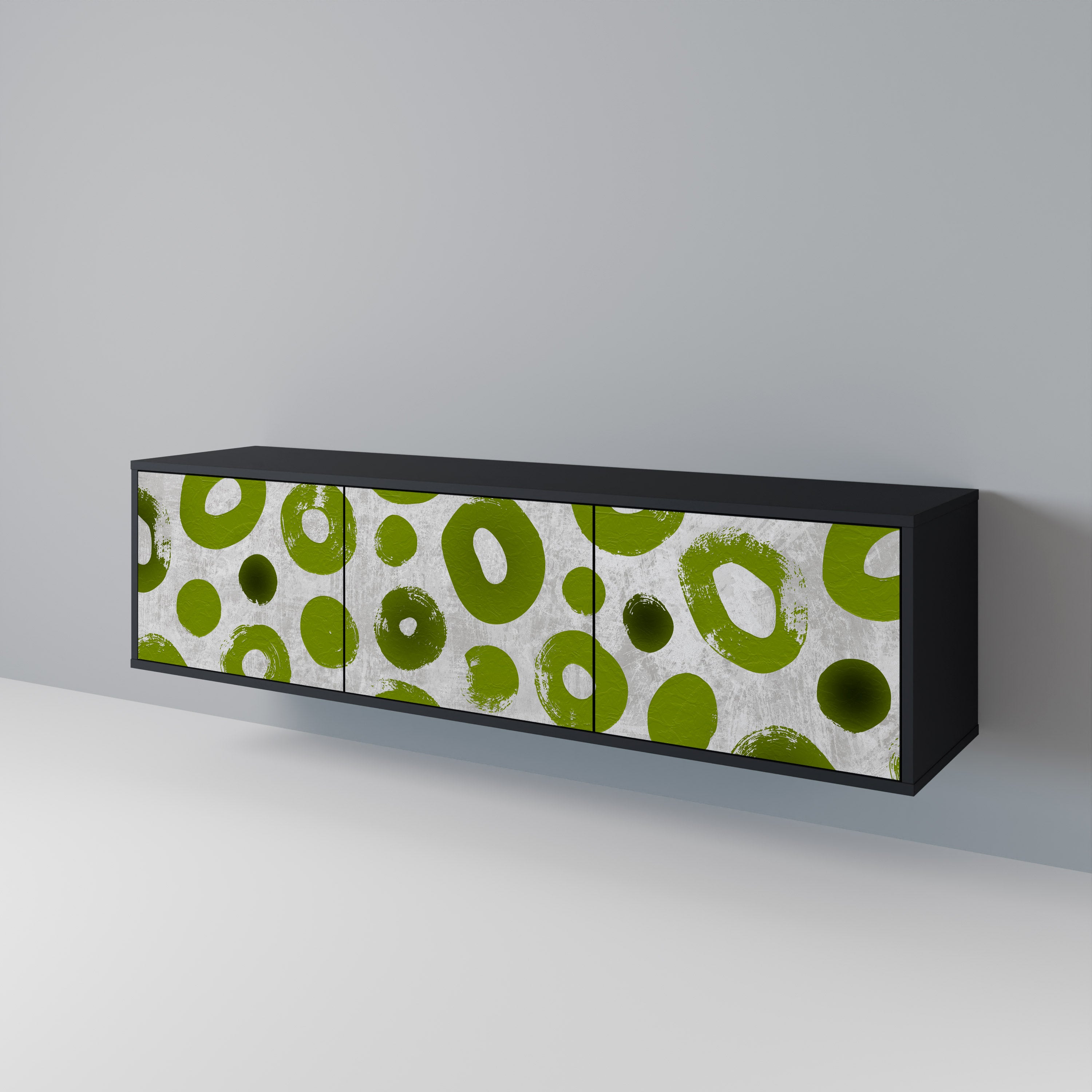 Mueble de TV de 3 puertas GREEN RHAPSODY en acabado negro