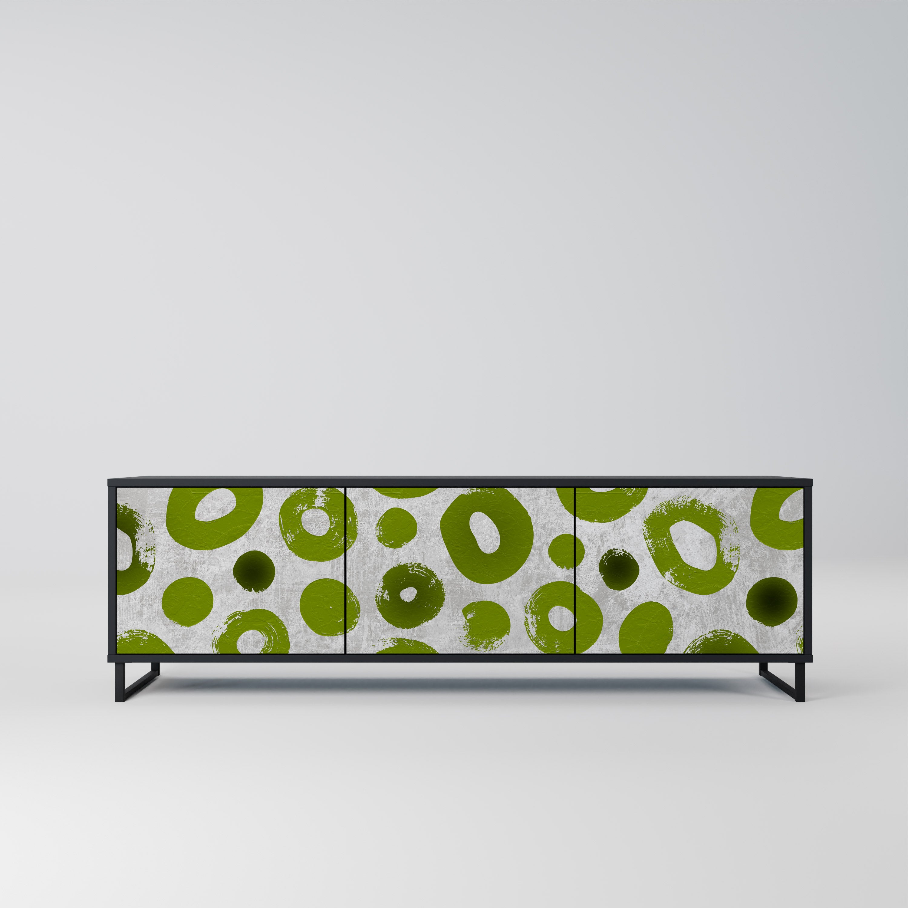 Mueble de TV de 3 puertas GREEN RHAPSODY en acabado negro