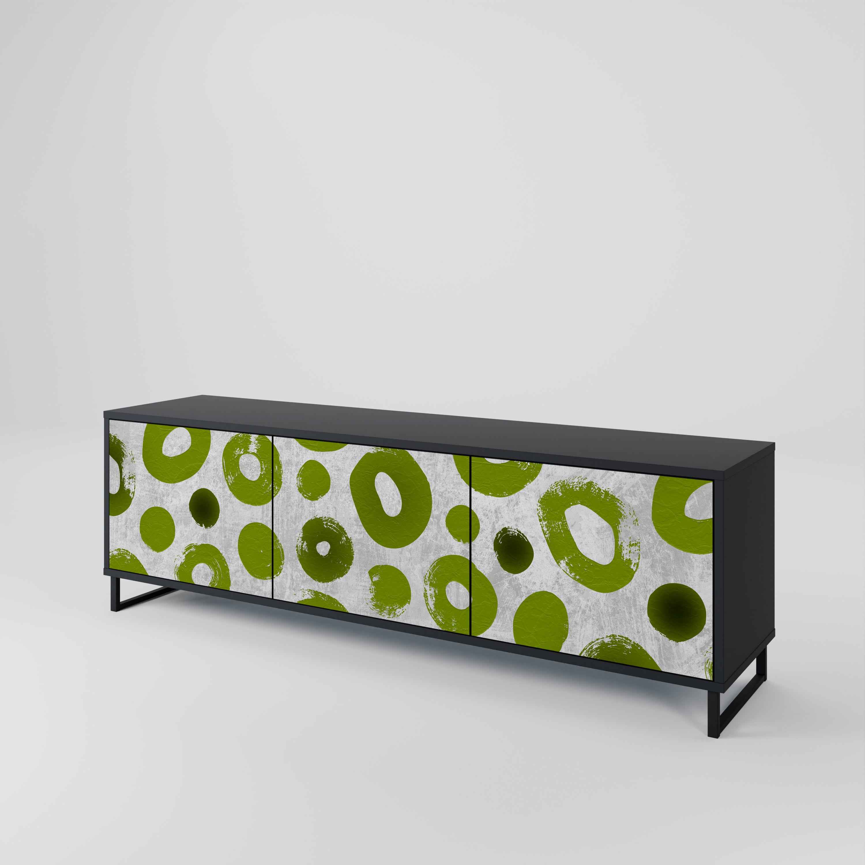 Mueble de TV de 3 puertas GREEN RHAPSODY en acabado negro