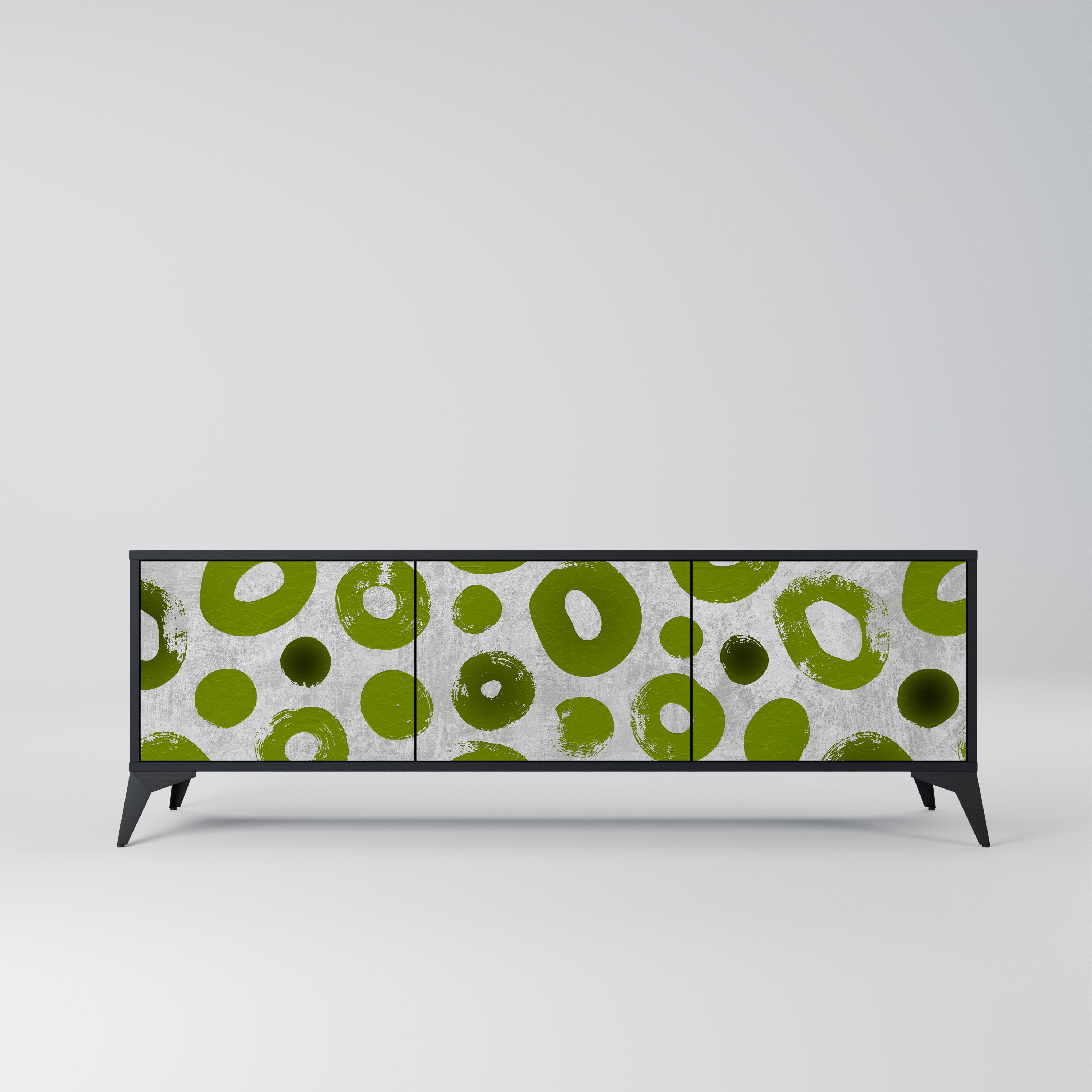 Mueble de TV de 3 puertas GREEN RHAPSODY en acabado negro
