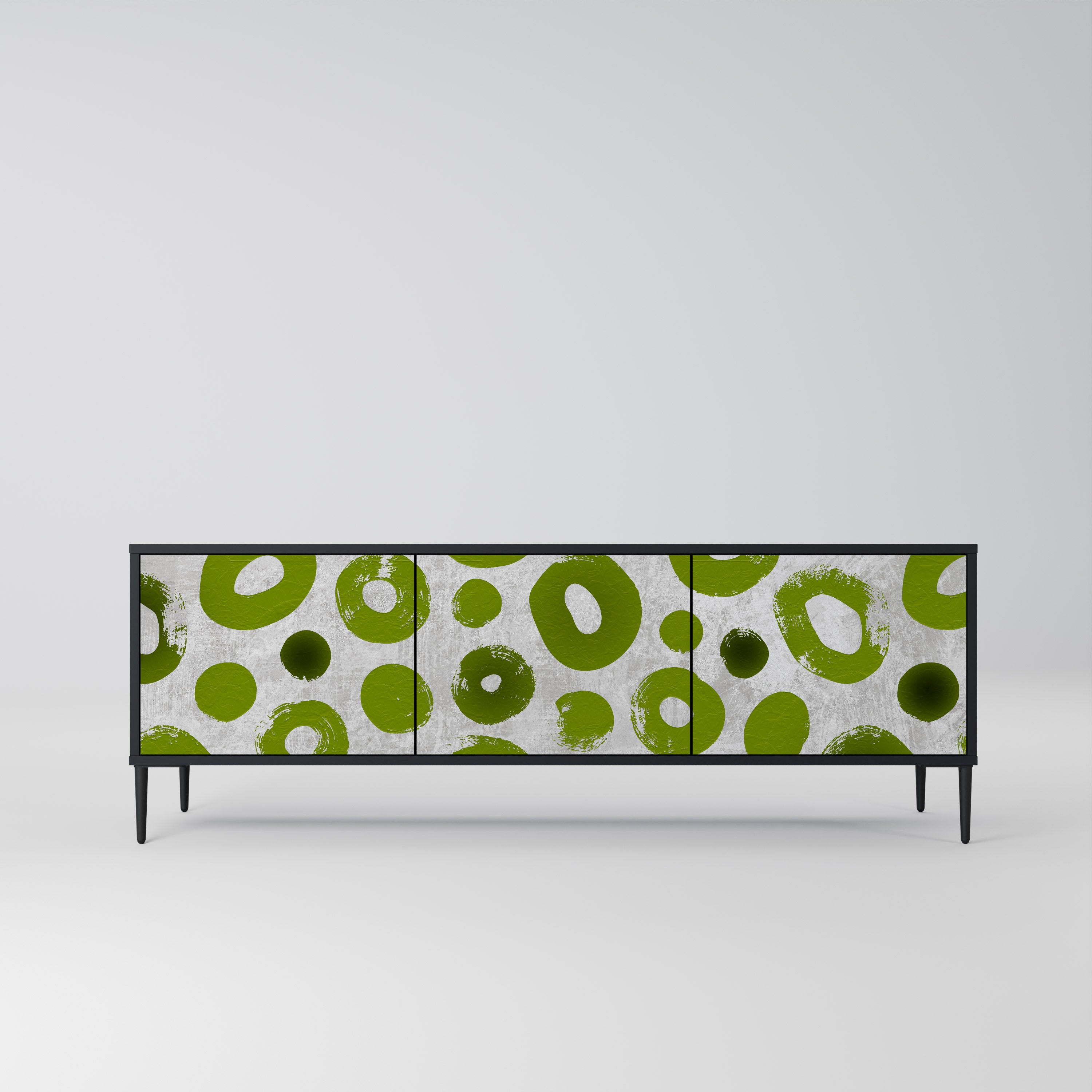 Mueble de TV de 3 puertas GREEN RHAPSODY en acabado negro