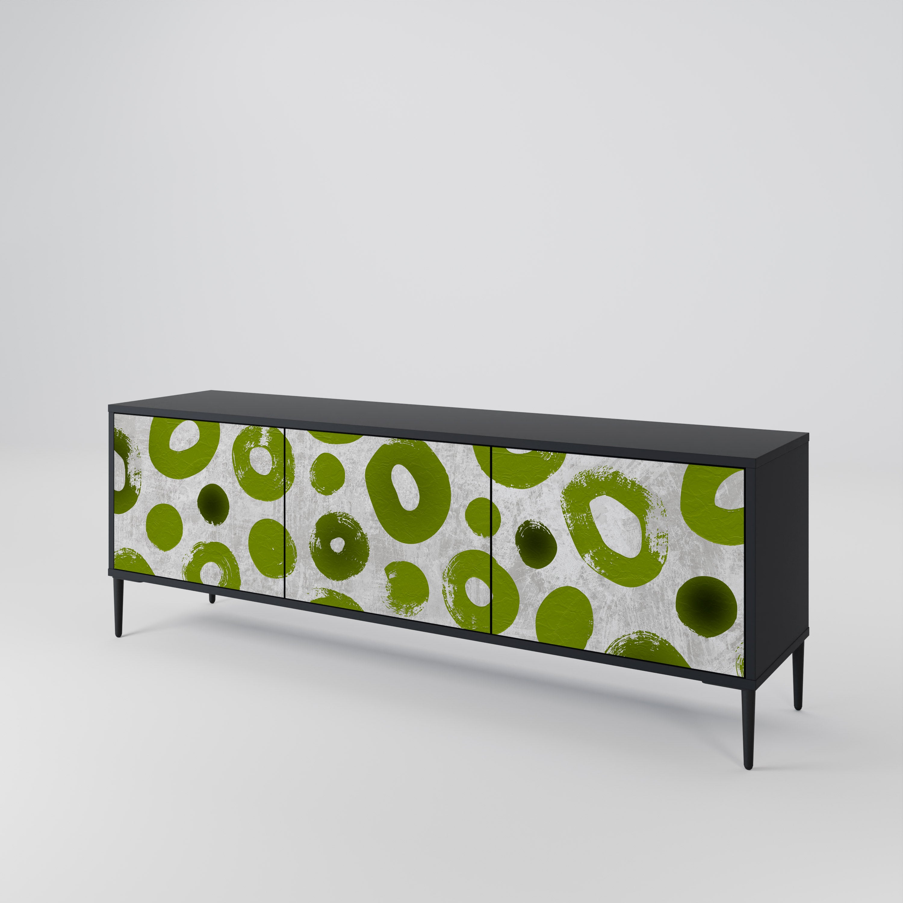 Mueble de TV de 3 puertas GREEN RHAPSODY en acabado negro