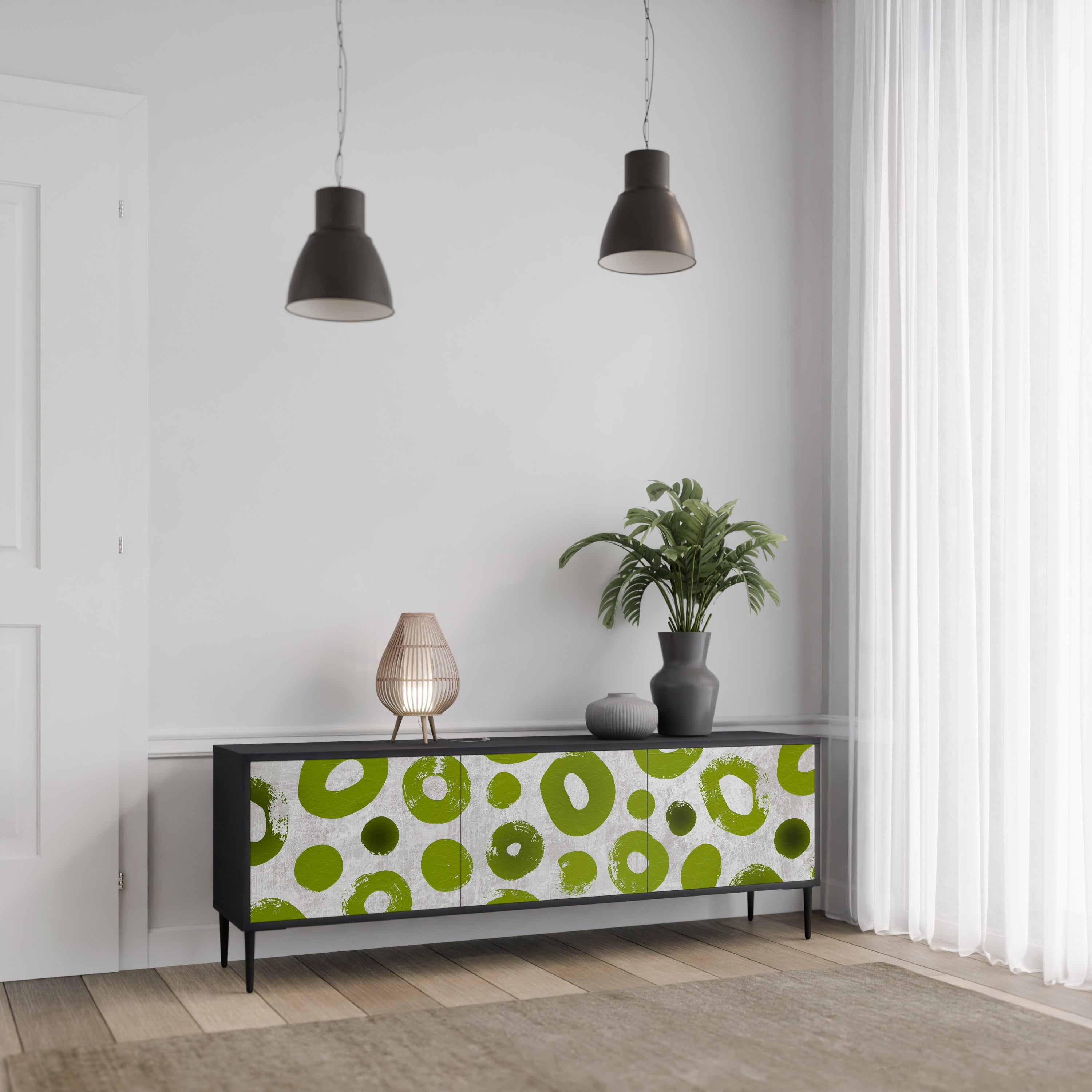 Mueble de TV de 3 puertas GREEN RHAPSODY en acabado negro