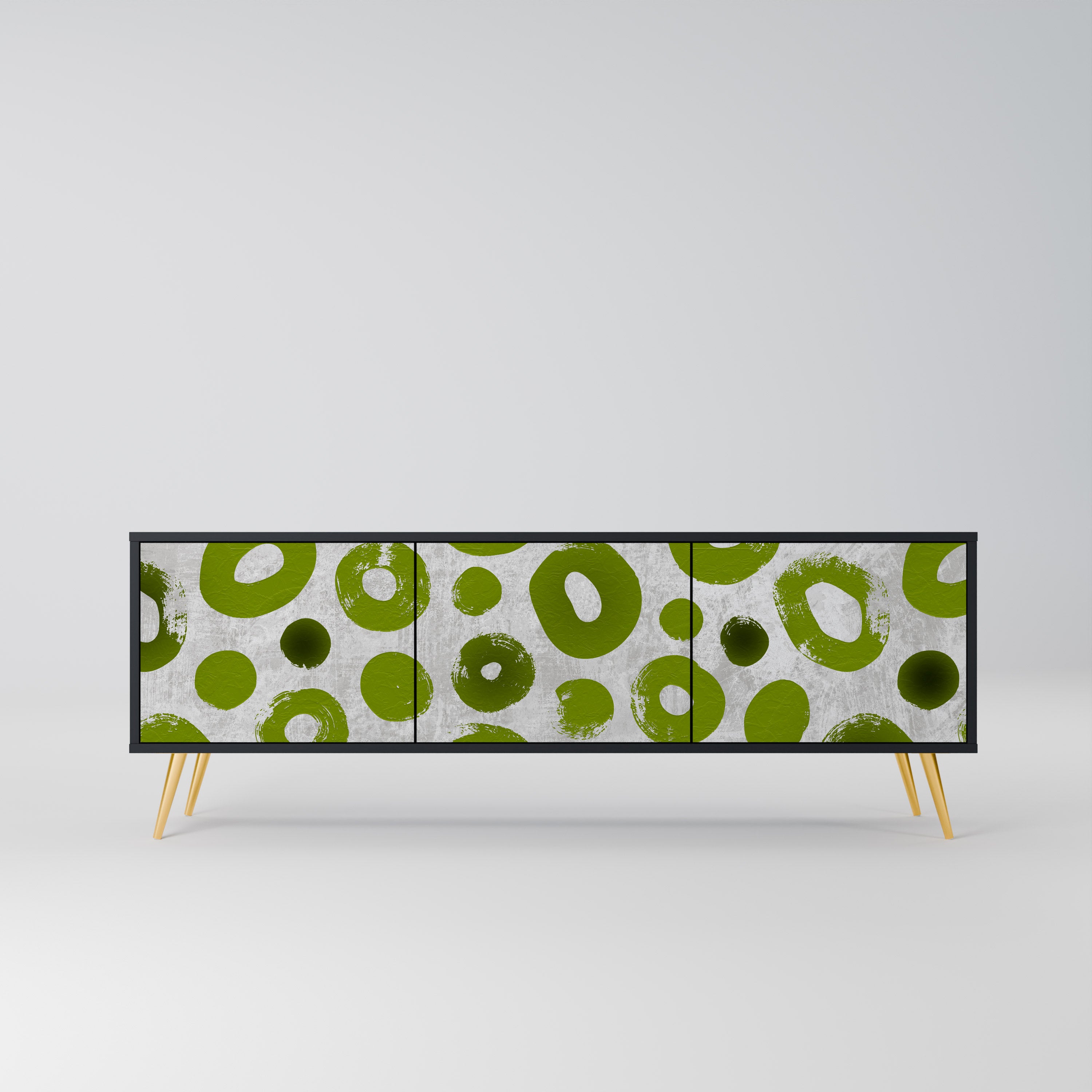 Mueble de TV de 3 puertas GREEN RHAPSODY en acabado negro